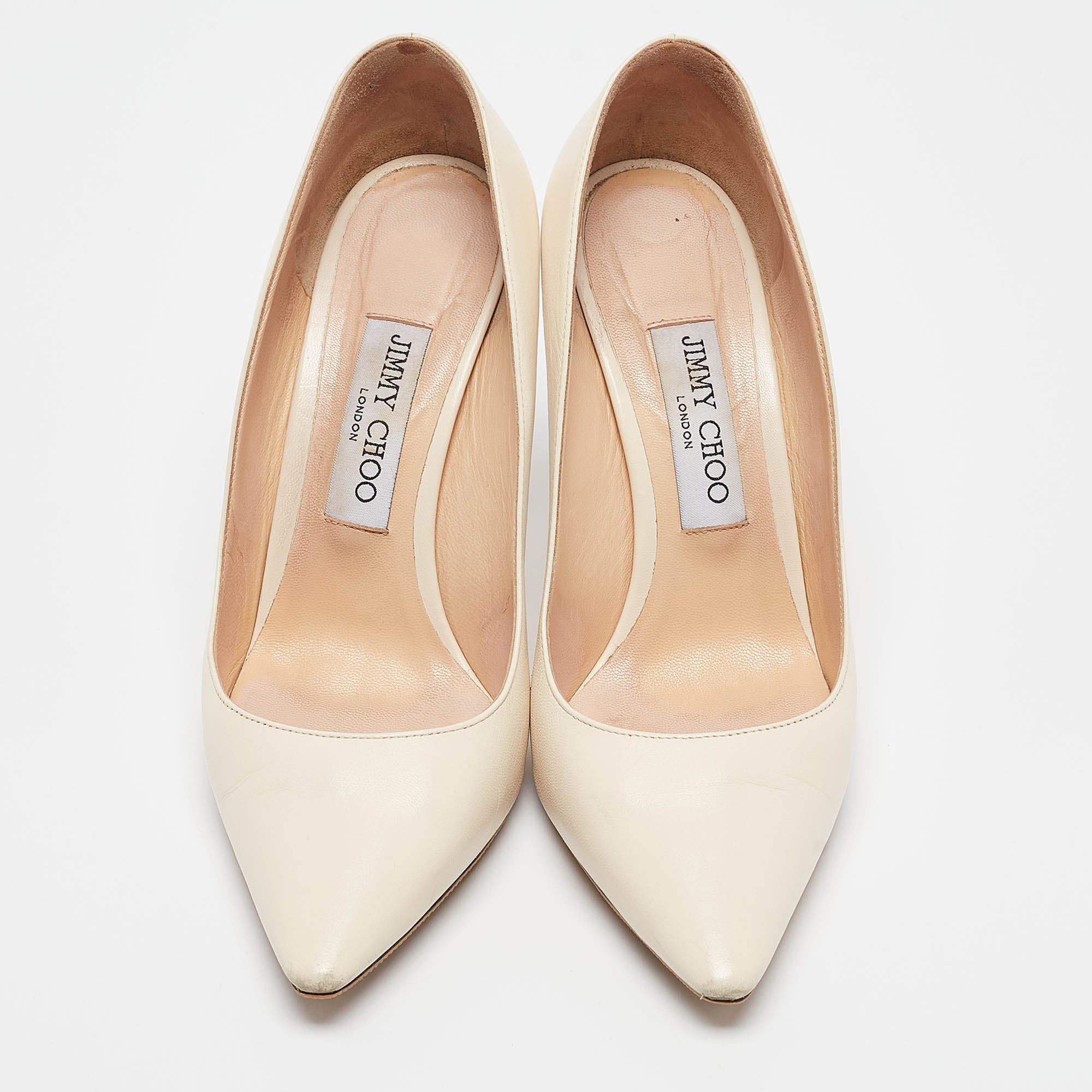 Jimmy Choo Off White Leather Romy Pumps Size 37.5