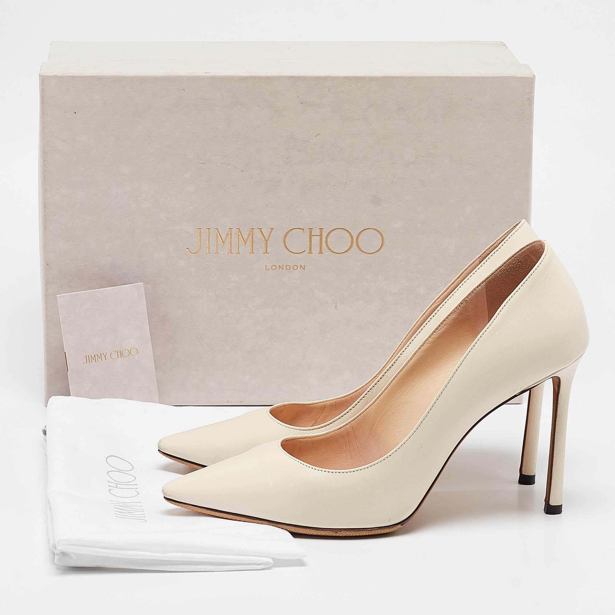 Jimmy Choo Off White Leather Romy Pumps Size 37.5