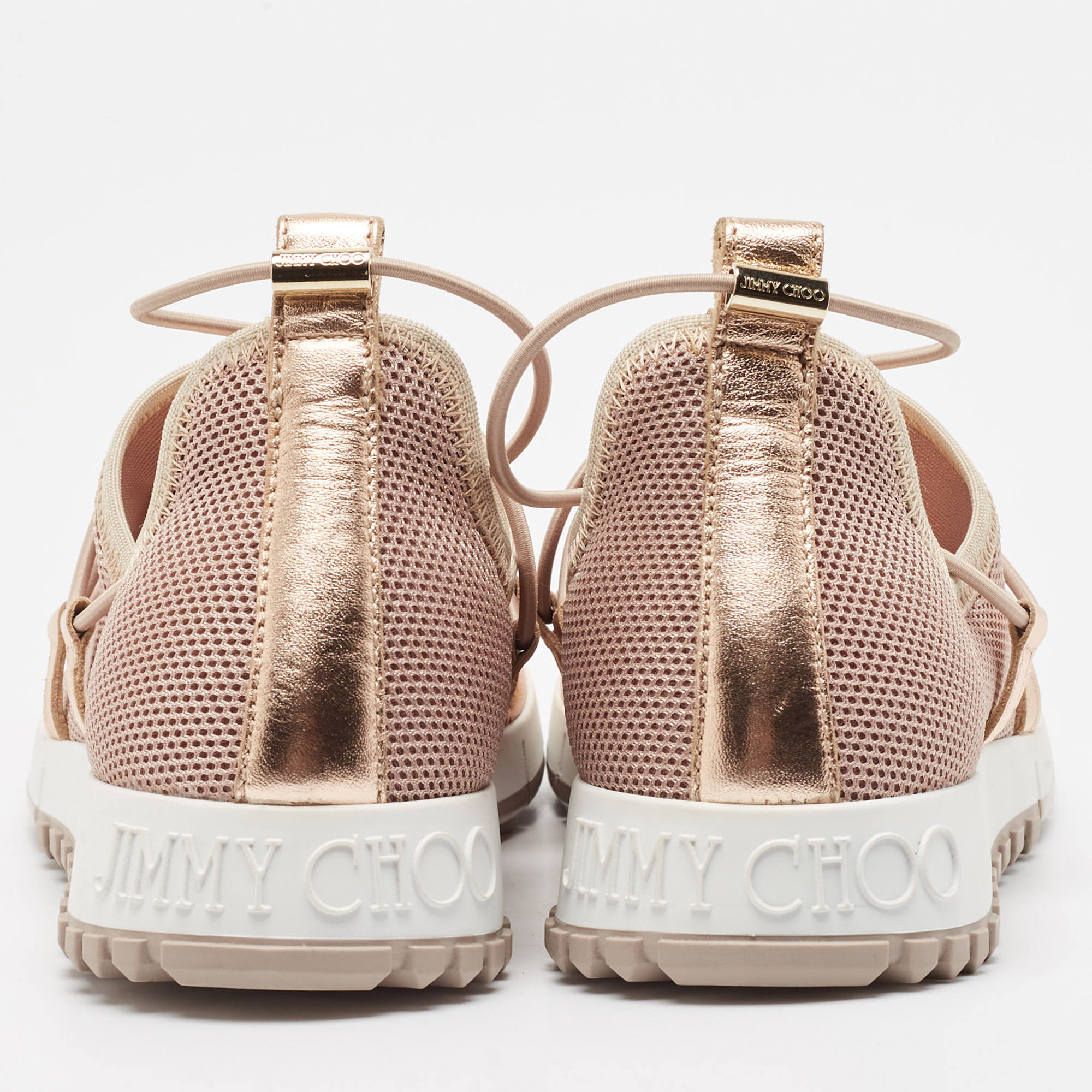 Jimmy Choo Metallic Leather And Mesh Slip On Sneakers Size 36