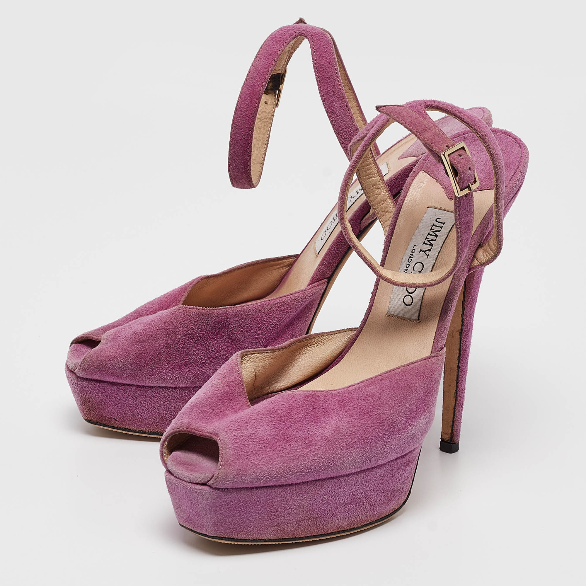 Jimmy Choo Purple Suede Ankle Strap Sandals Size 39.5