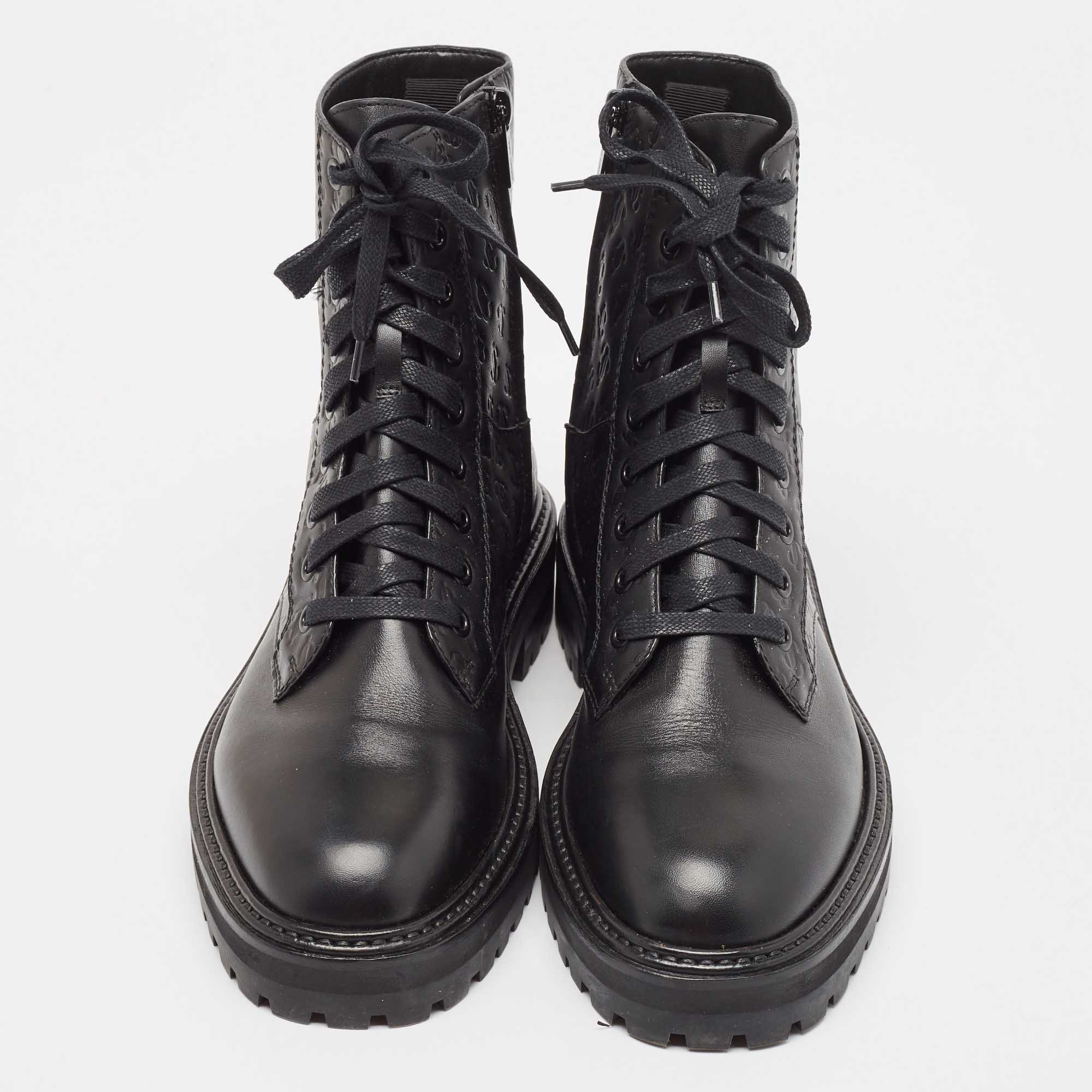 Jimmy Choo Black Leather Cora Combat Boots Size 40