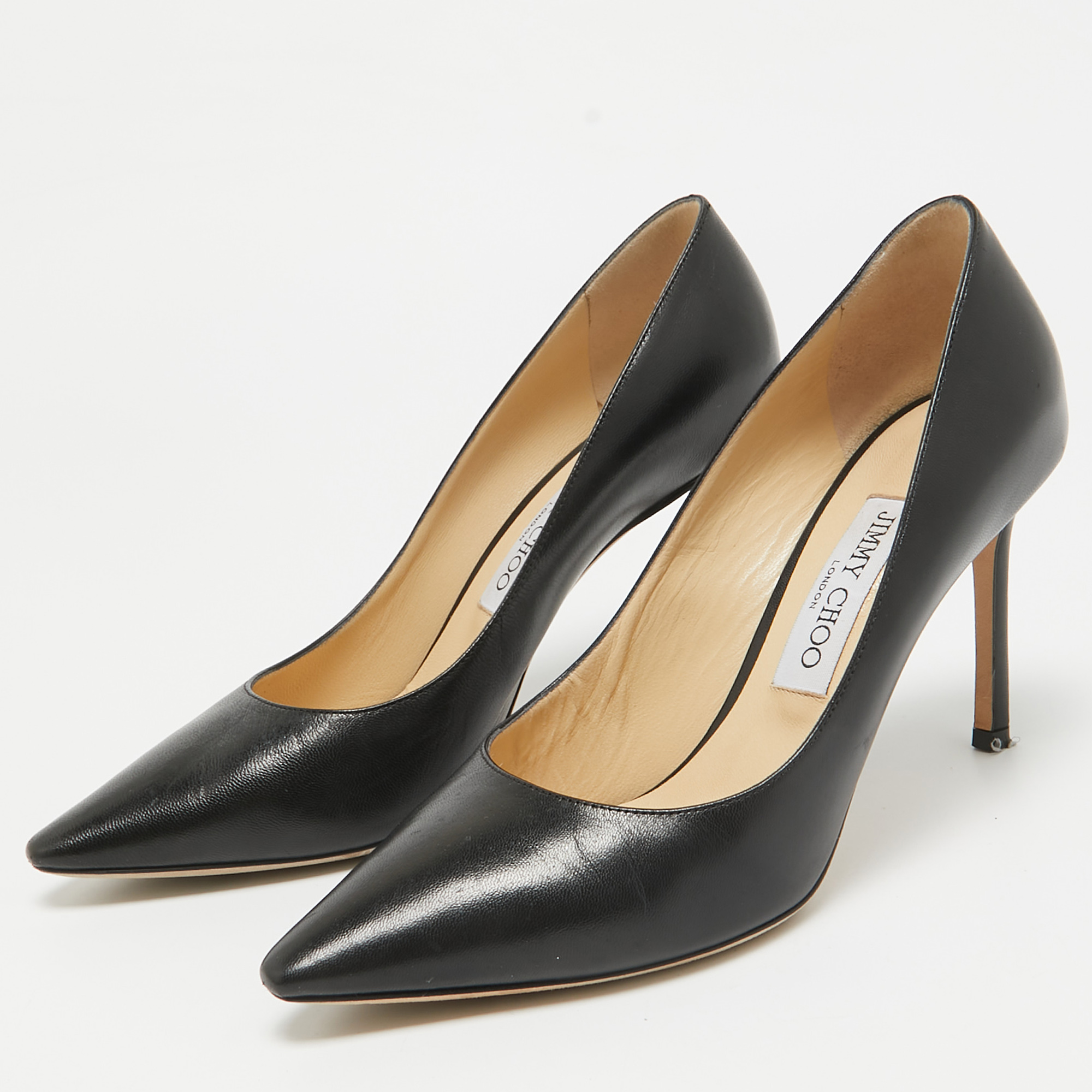 Jimmy Choo Black Leather Romy Pumps Size 38