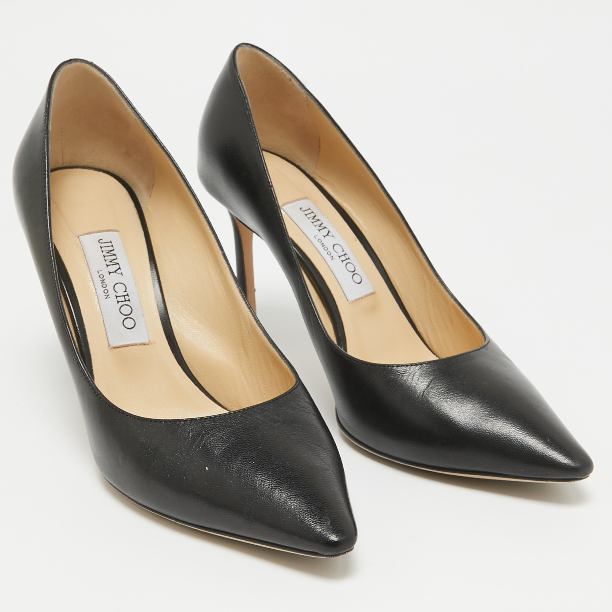 Jimmy Choo Black Leather Romy Pumps Size 38