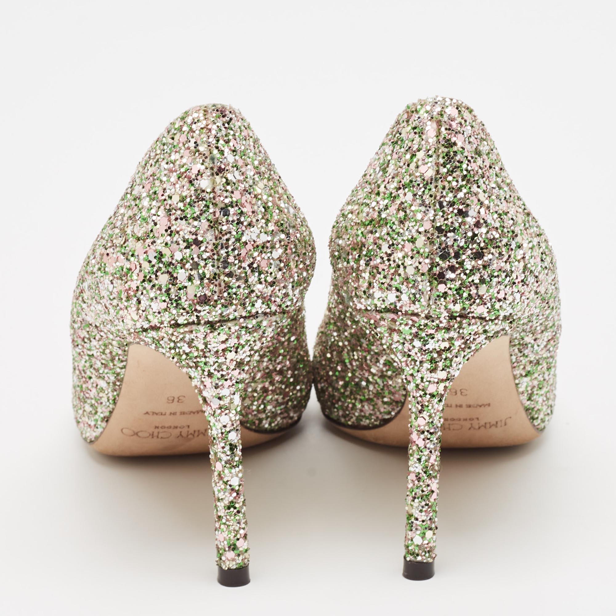 Jimmy Choo Multicolor Glitter Romy Pumps Size 36