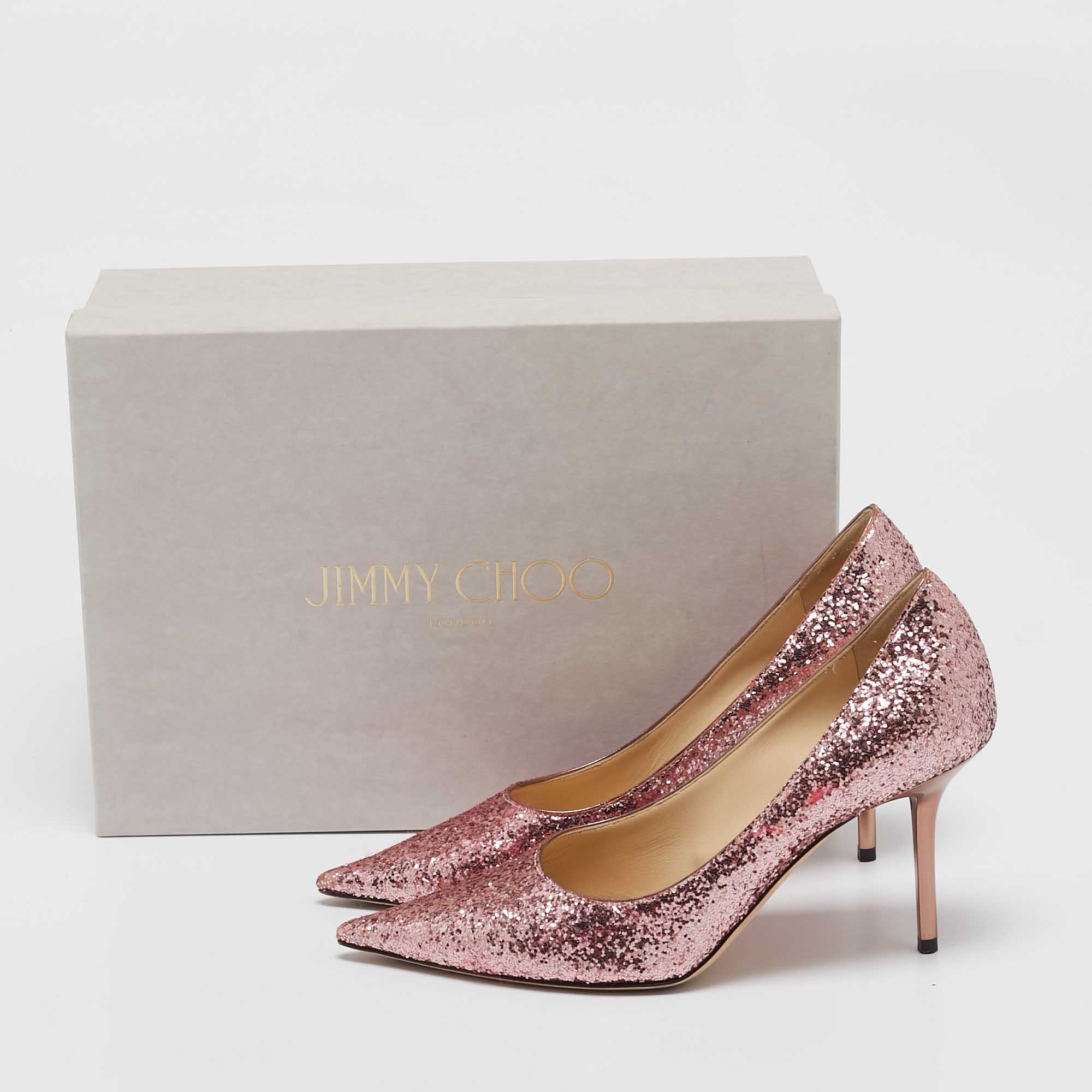 Jimmy Choo Pink Glitter Love Pumps Size 38