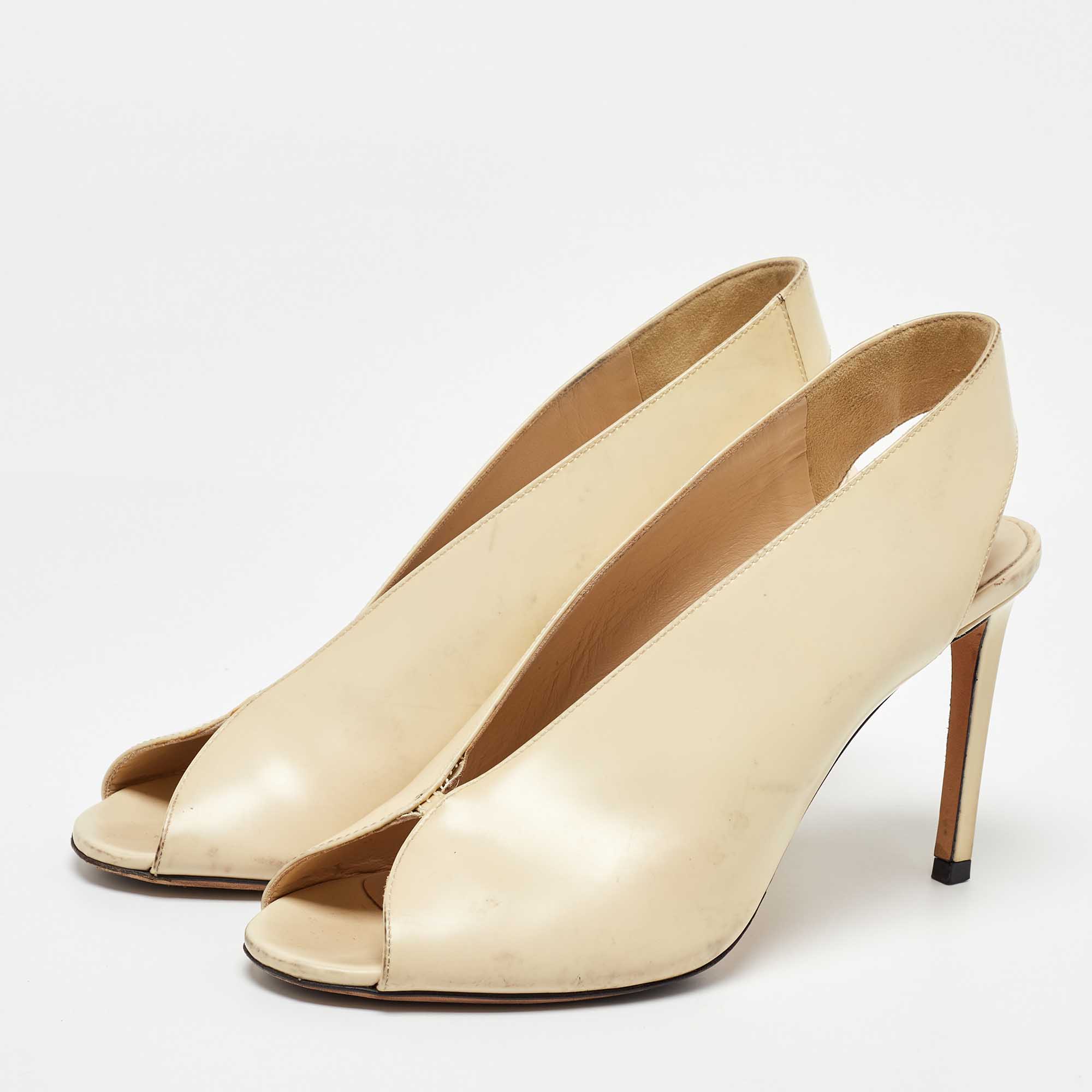 Jimmy Choo Cream Leather Shar Slingback Pumps Size 39