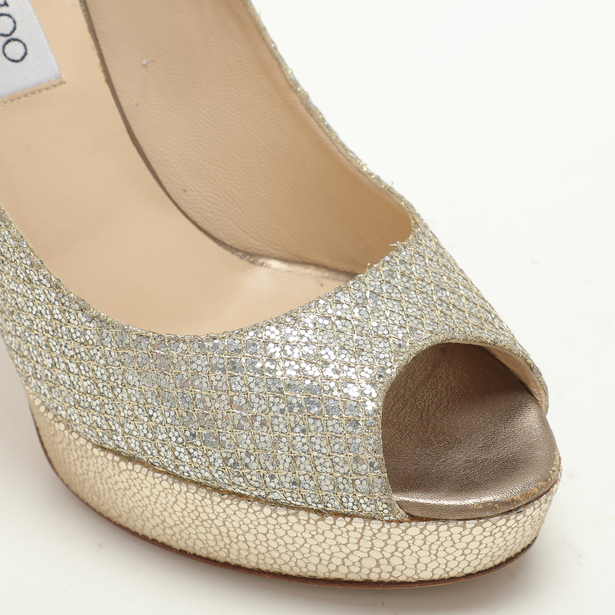 Jimmy Choo Gold Glitter Luna Platform Pumps Size 38.5