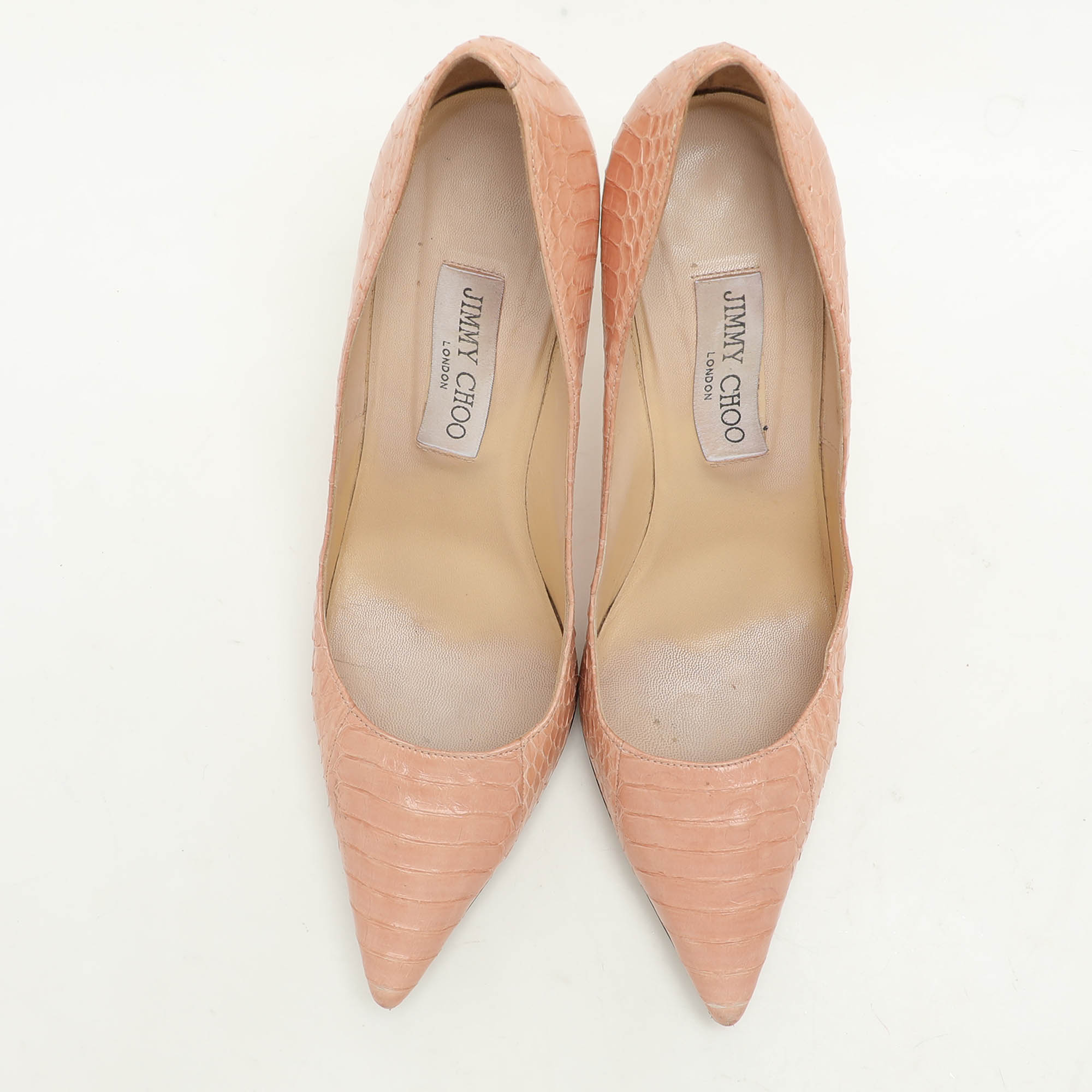 Jimmy Choo Pink Snakeskin Leather Emi Pumps Size 38.5