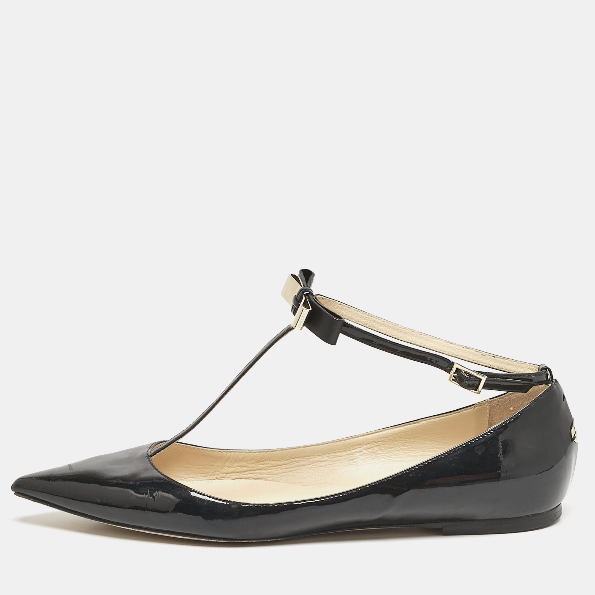 Jimmy Choo Black Patent Leather Bow Ankle Strap Ballet Flats Size
Jimmy Choo Black Patent Leather Bow Ankle Strap Ballet Flats Size