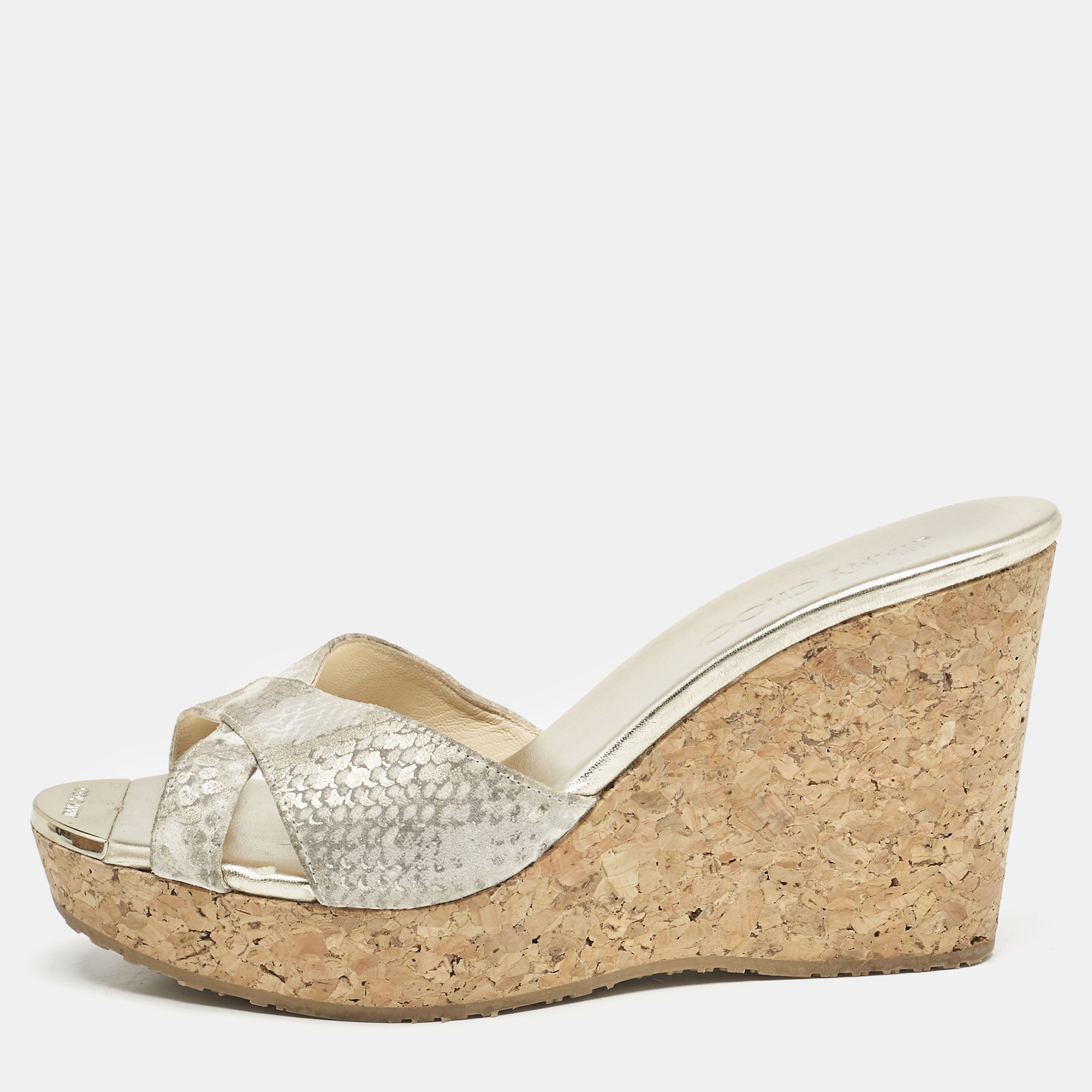 Jimmy Choo Grey Python Embossed Leather Prima Cork Wedge Platform Sandals Size
Jimmy Choo Grey Python Embossed Leather Prima Cork Wedge Platform Sandals Size
