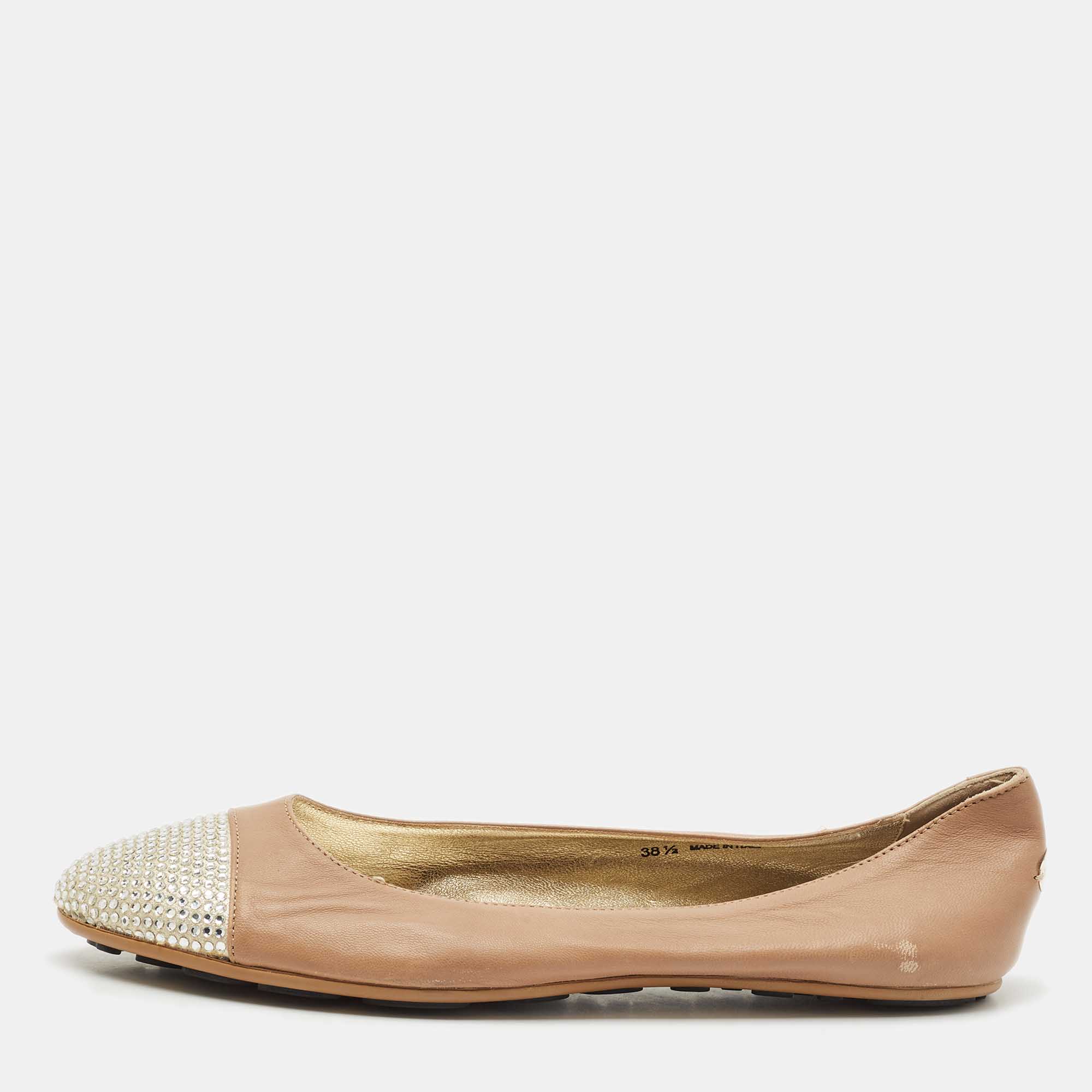 Jimmy Choo Beige/Gold Leather Waine Crystal Embellished Cap Toe Ballet Flats Size
Jimmy Choo Beige/Gold Leather Waine Crystal Embellished Cap Toe Ballet Flats Size