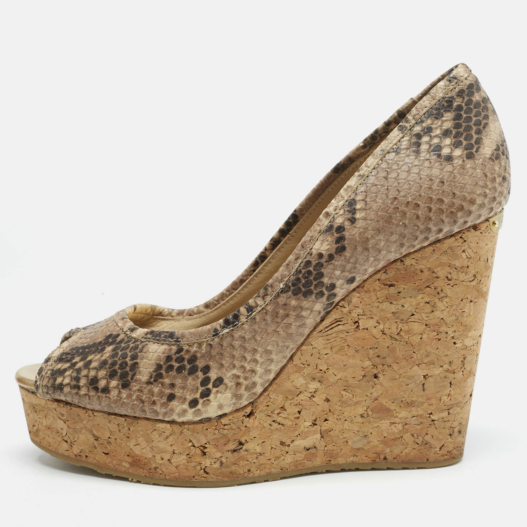 Jimmy Choo Beige Python Embossed Leather Papina Cork Wedge Pumps Size
Jimmy Choo Beige Python Embossed Leather Papina Cork Wedge Pumps Size