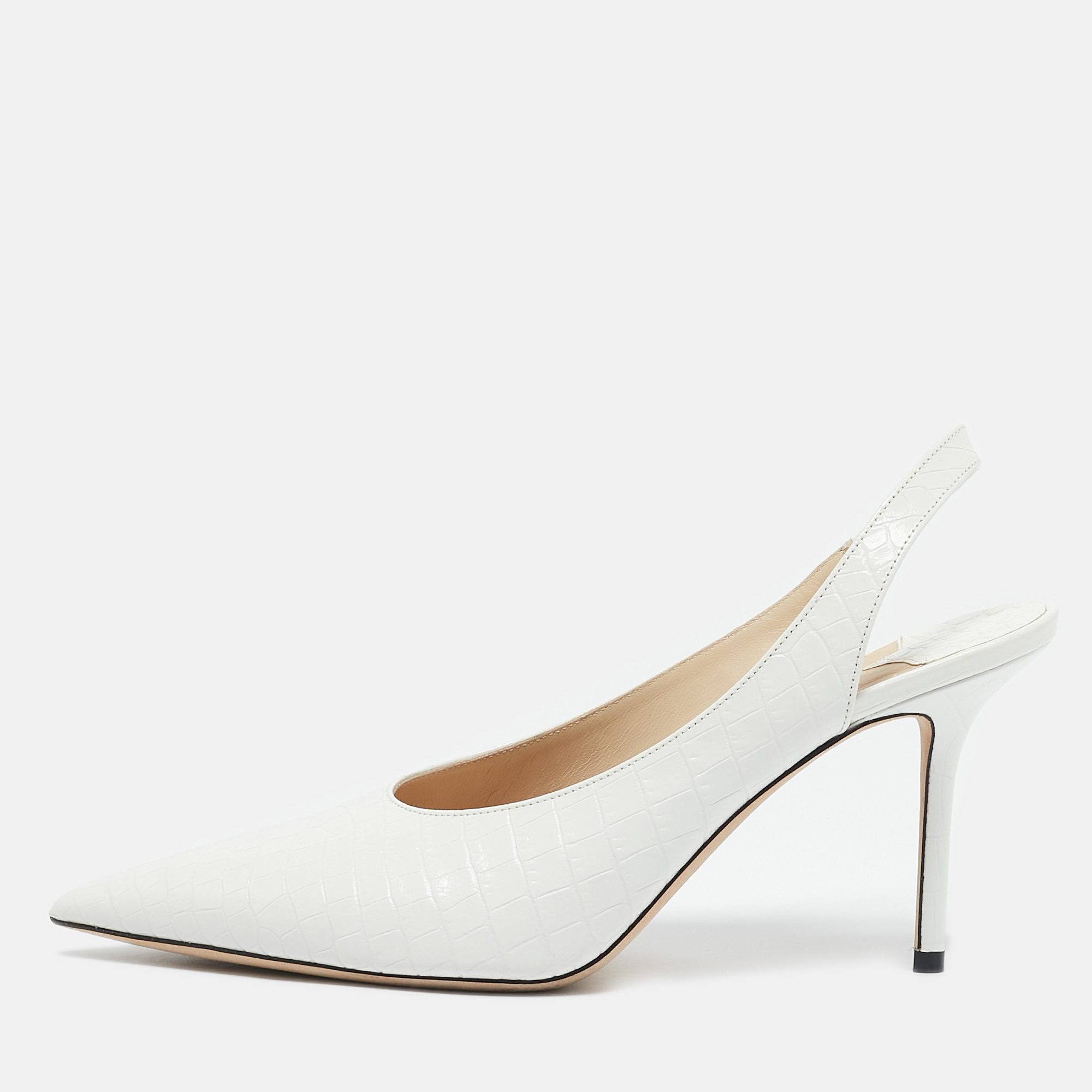 Jimmy Choo White Croc Embossed Leather Pointed Toe Slingback Pumps Size
Jimmy Choo White Croc Embossed Leather Pointed Toe Slingback Pumps Size