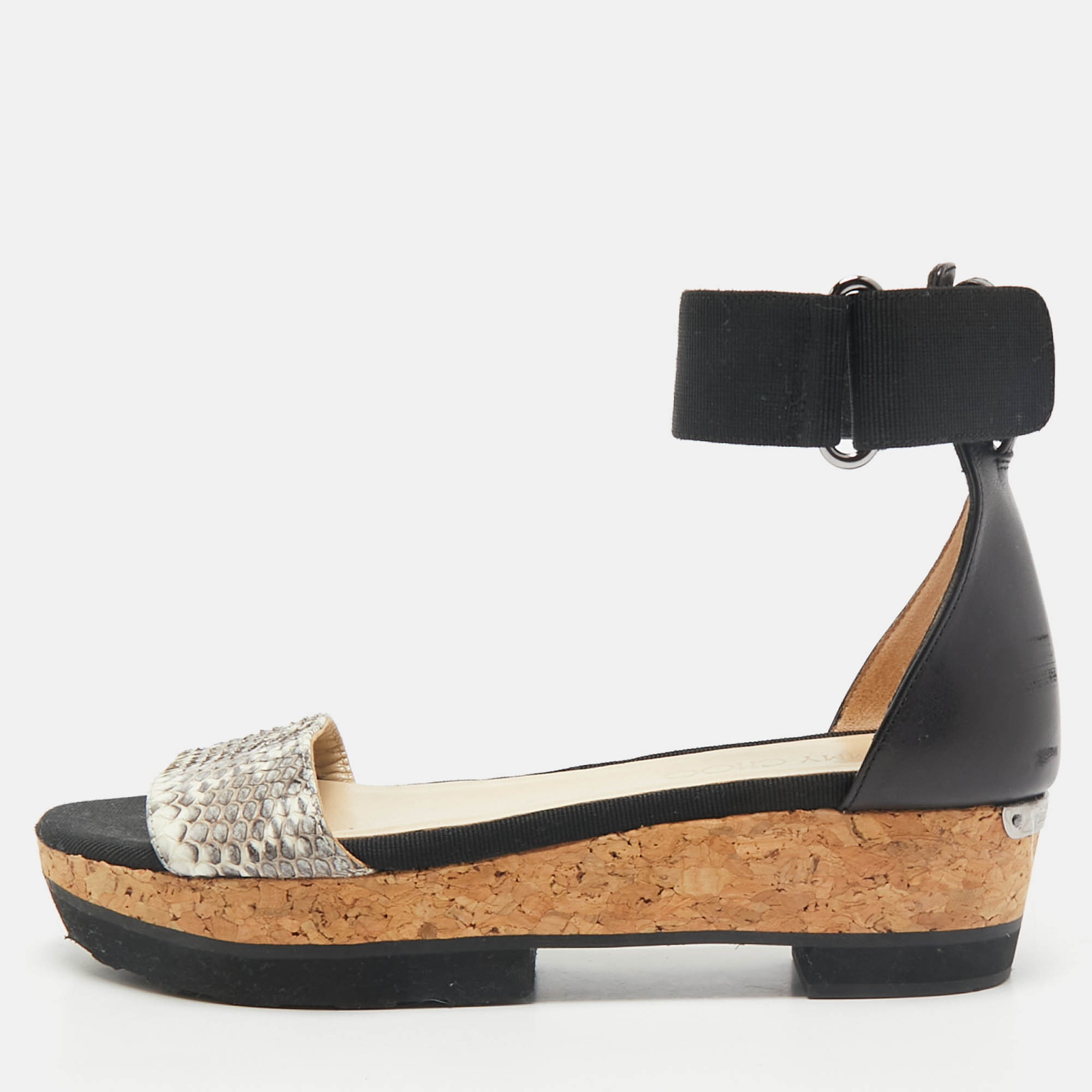 Jimmy Choo Black/Grey Snakeskin Leather Platform Ankle Strap Sandals Size
Jimmy Choo Black/Grey Snakeskin Leather Platform Ankle Strap Sandals Size