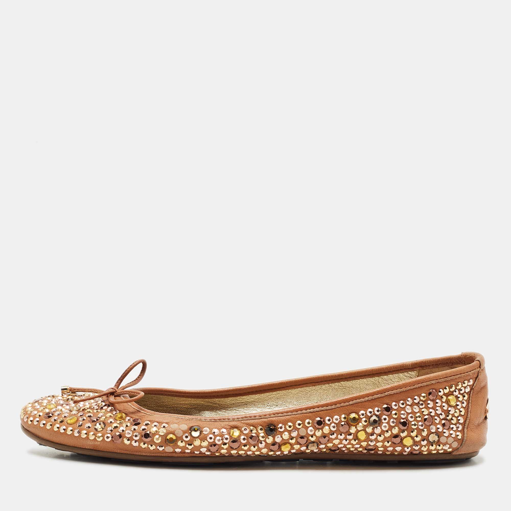 Jimmy Choo Brown Leather Crystal Embellished Ballet Flats Size
Jimmy Choo Brown Leather Crystal Embellished Ballet Flats Size