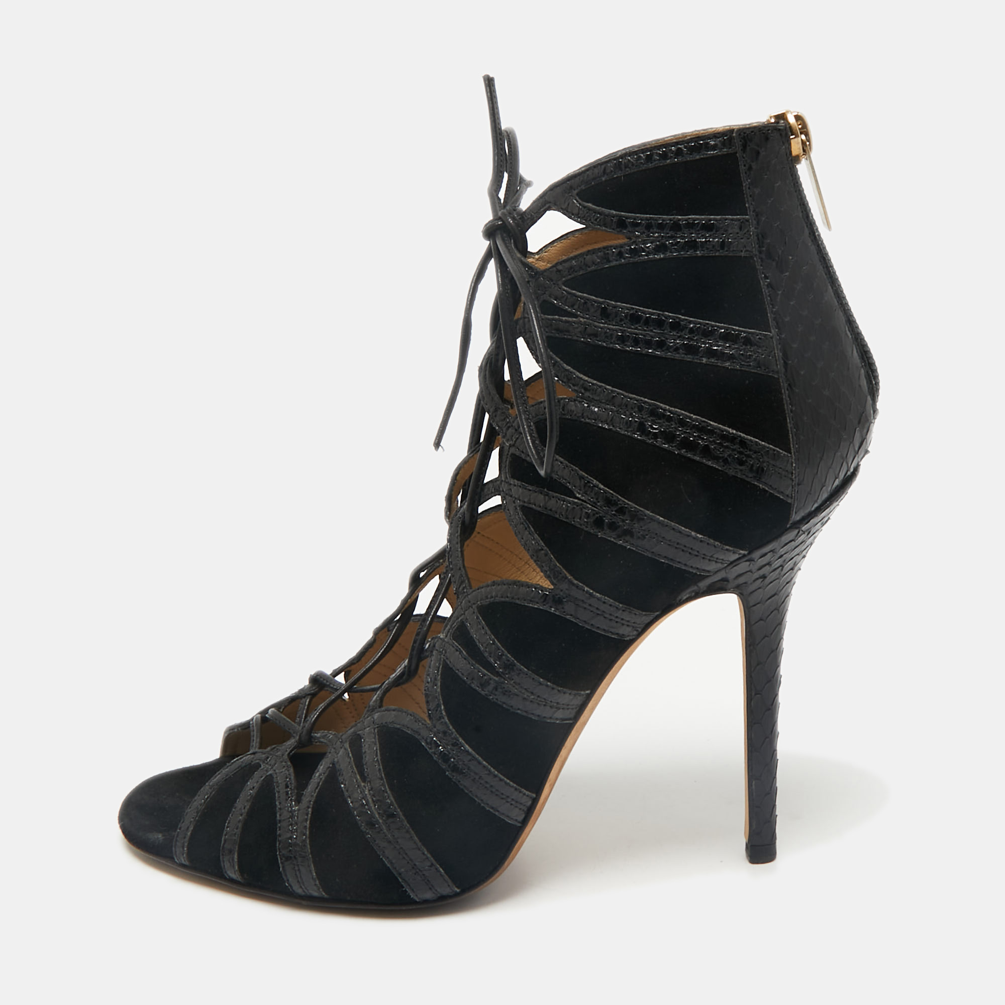 Jimmy Choo Black Python Leather and Suede Ankle Strap Sandals Size
Jimmy Choo Black Python Leather and Suede Ankle Strap Sandals Size