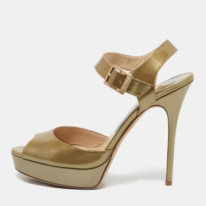 Jimmy Choo Metallic Green Patent Leather Platform Linda Ankle Strap Sandals Size
Jimmy Choo Metallic Green Patent Leather Platform Linda Ankle Strap Sandals Size