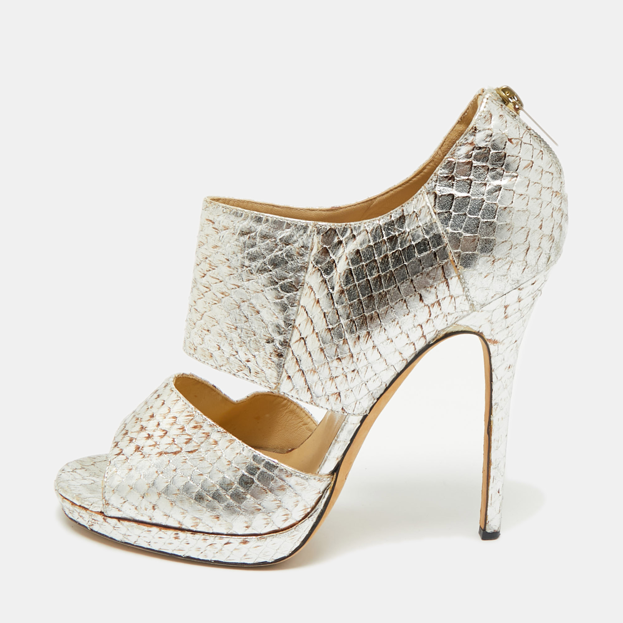 Jimmy Choo Metallic Silver Python Embossed Leather Private Peep Toe Sandals Size
Jimmy Choo Metallic Silver Python Embossed Leather Private Peep Toe Sandals Size