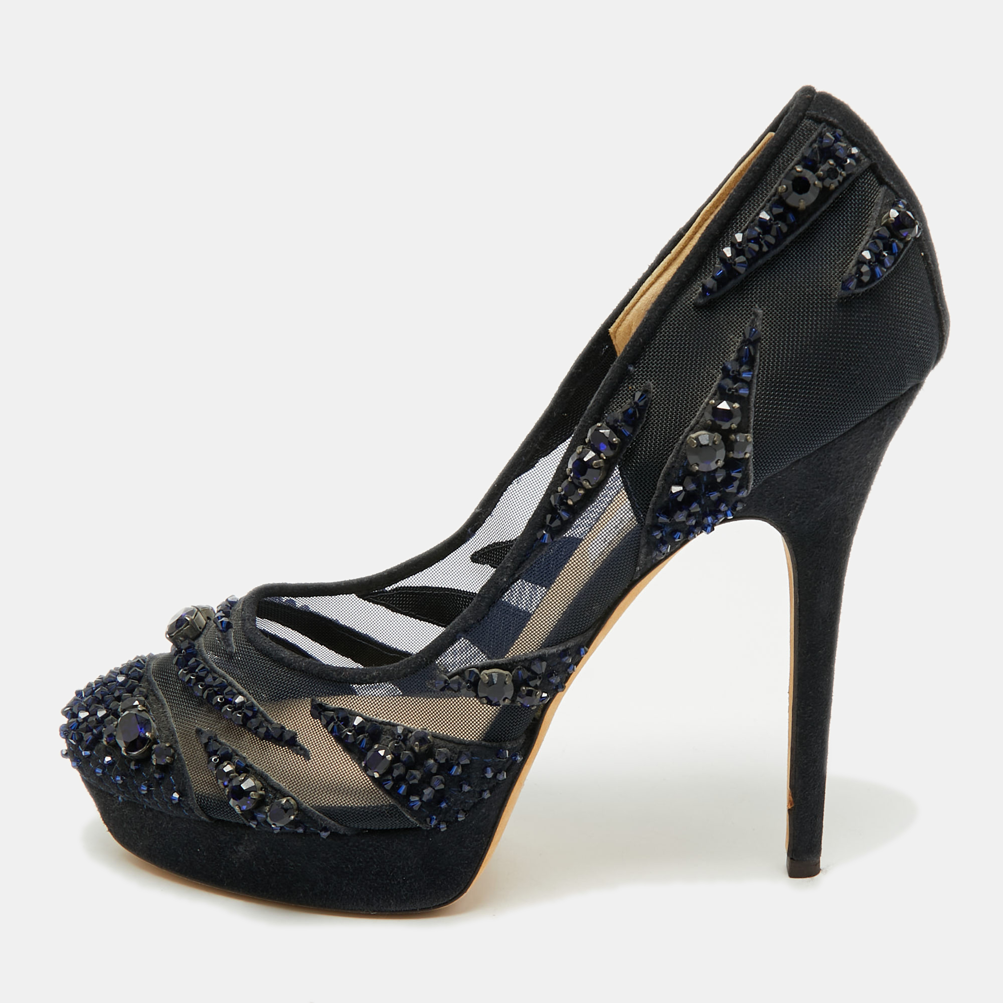 Jimmy Choo Navy Blue Crystal Embellished Suede and Mesh Kershaw Platform Pumps Size
Jimmy Choo Navy Blue Crystal Embellished Suede and Mesh Kershaw Platform Pumps Size