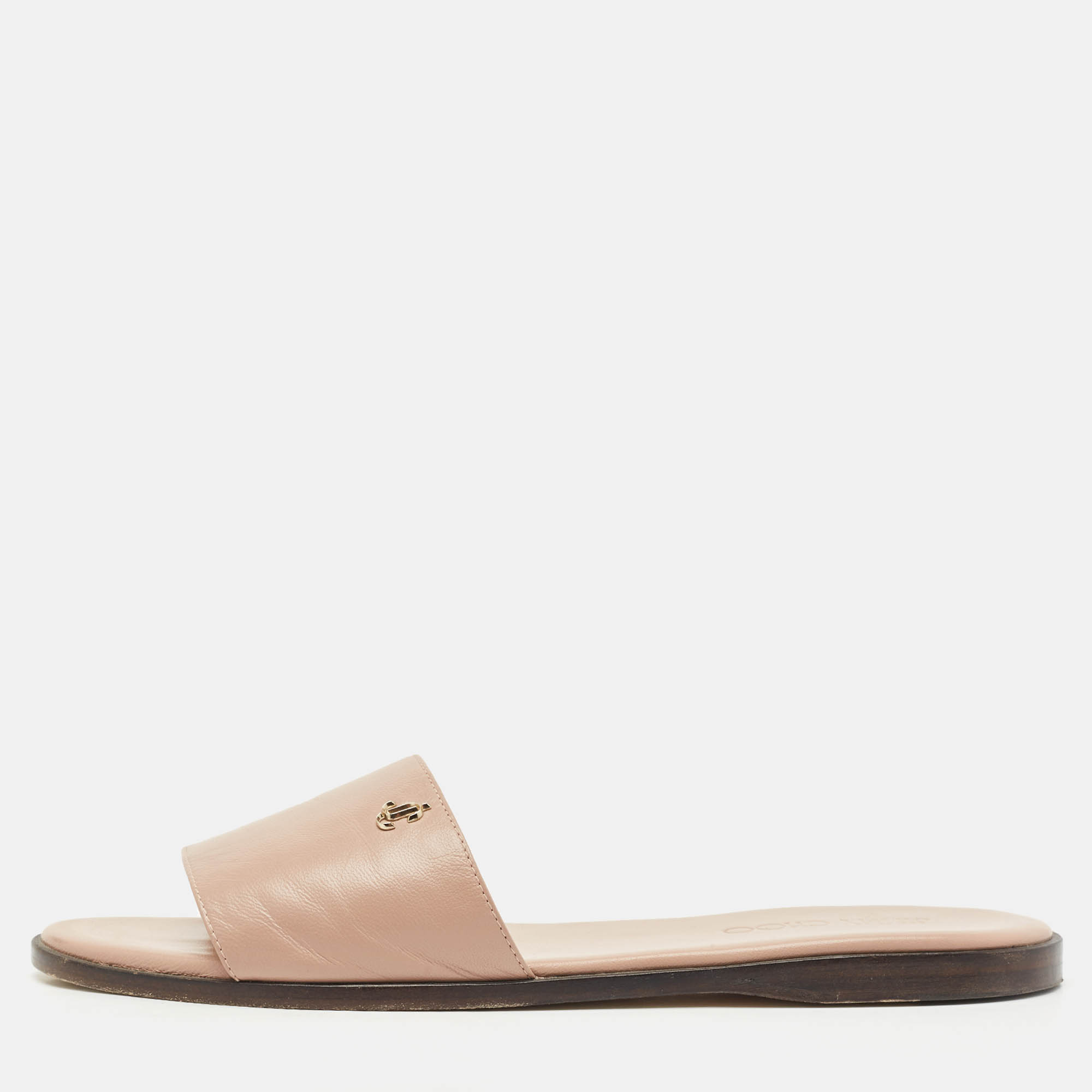 Dusty Leather Minea Flat Slide Sandals Size 40 - Jimmy Choo - Modalova