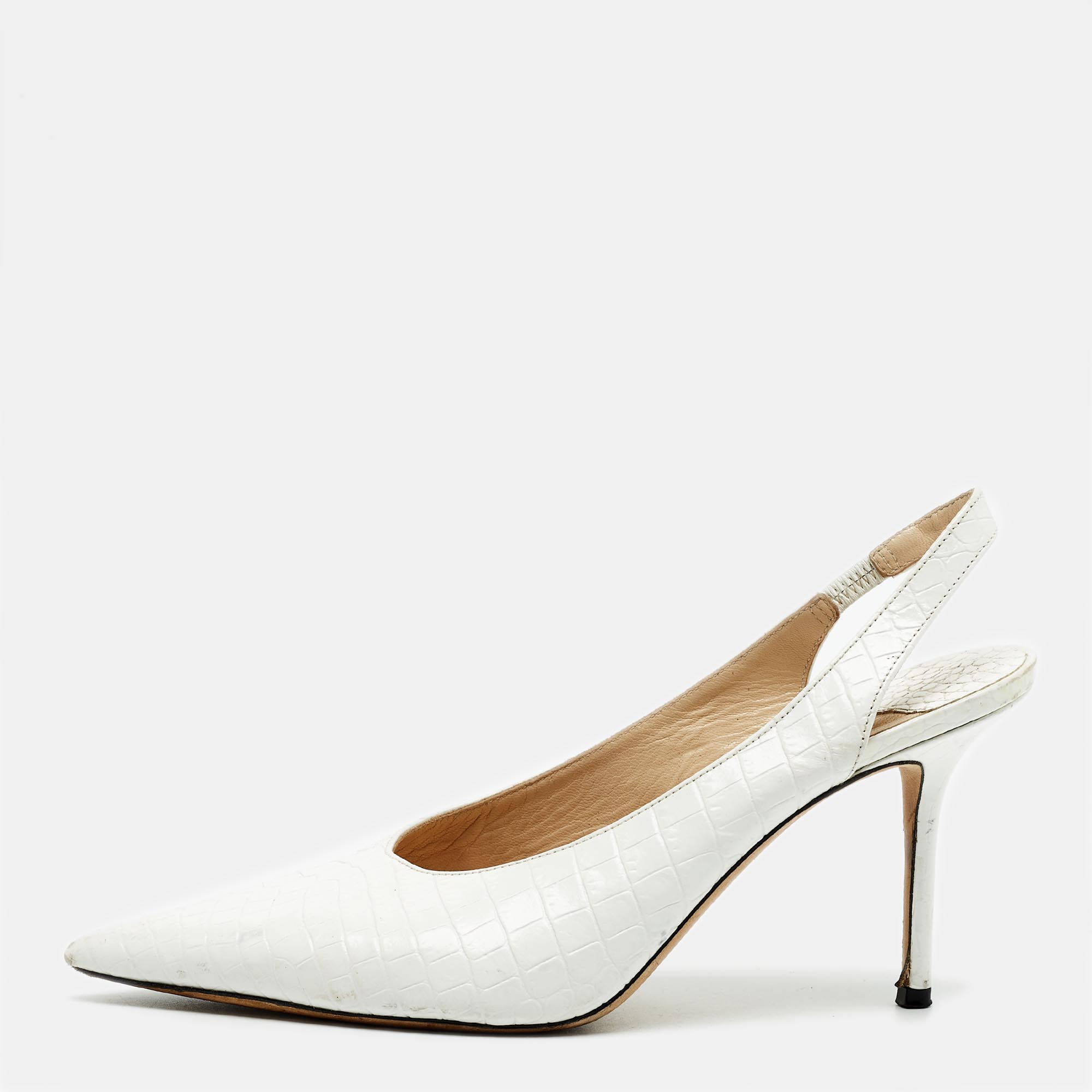 Jimmy Choo White Croc Embossed Leather Ivy Slingback Pumps Size 
Jimmy Choo White Croc Embossed Leather Ivy Slingback Pumps Size