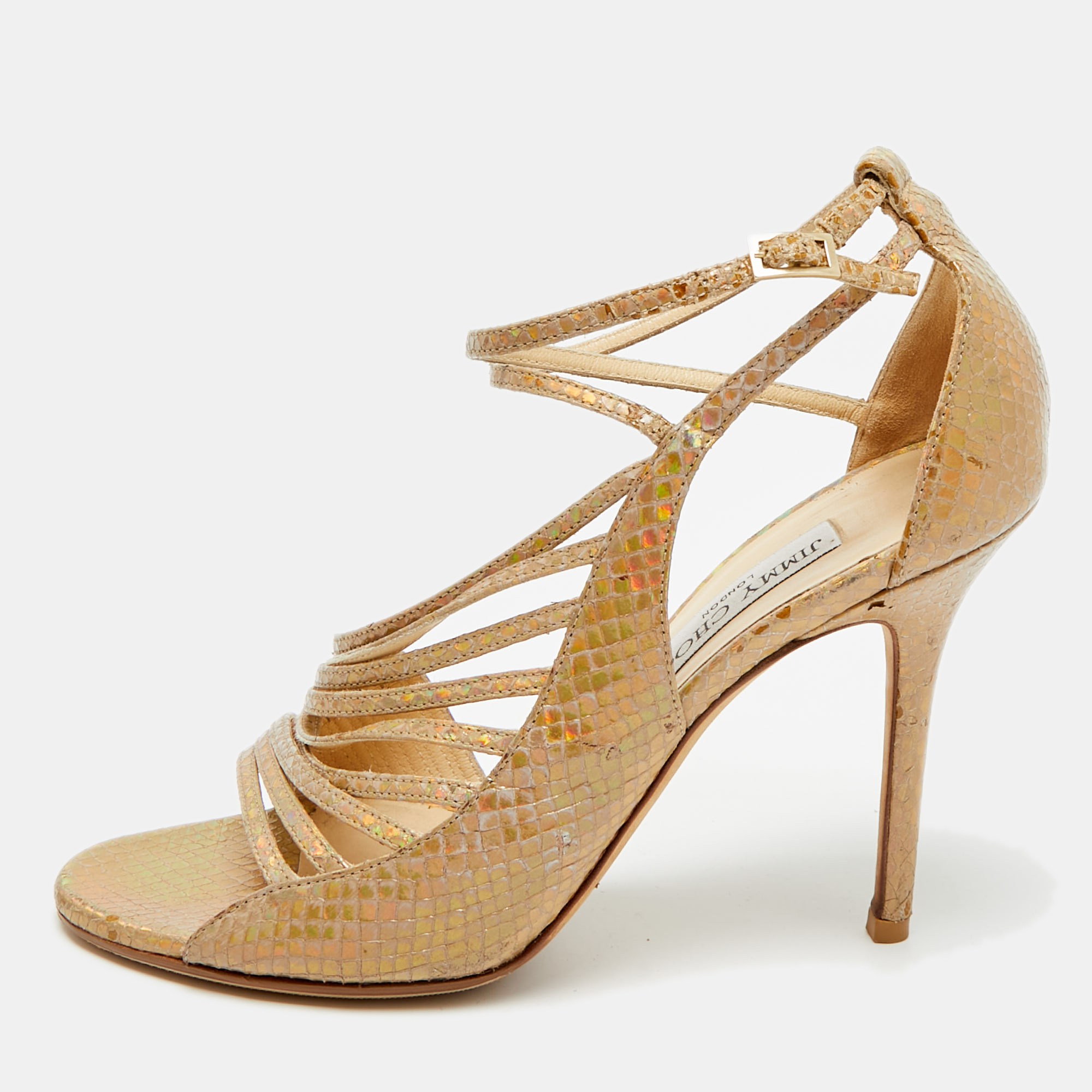 Jimmy Choo Size Beige Python Embossed Leather Ankle Strap Sandals
Jimmy Choo Size Beige Python Embossed Leather Ankle Strap Sandals