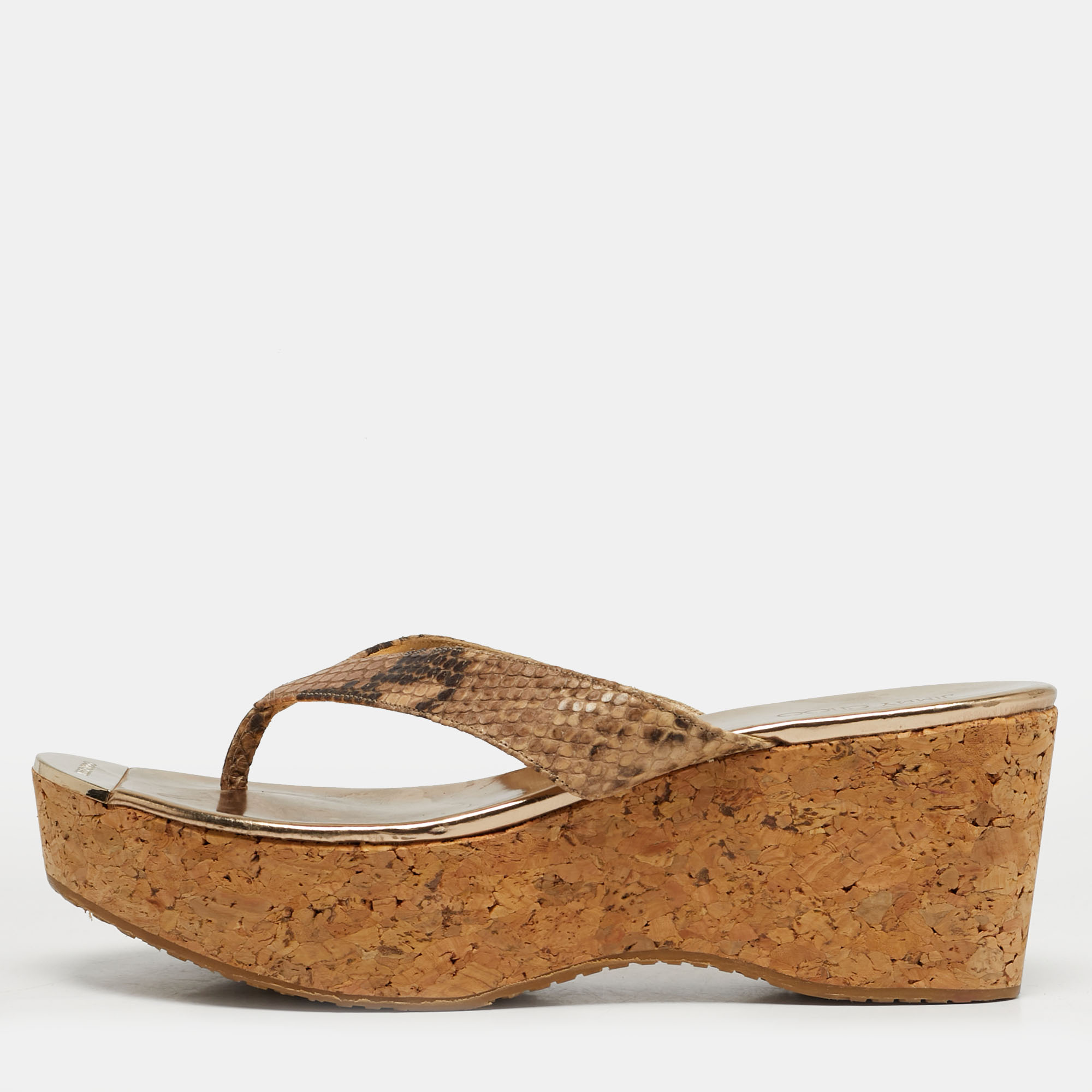 Jimmy Choo Size Brown Python Embossed Leather Cork Wedge Thong Sandals
Jimmy Choo Size Brown Python Embossed Leather Cork Wedge Thong Sandals