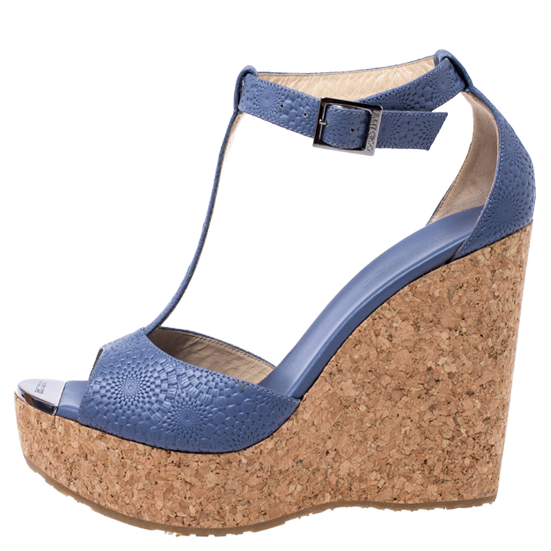 Jimmy Choo Blue Floral Cork Wedge Platform Open Toe Ankle Strap Sandals Size
Jimmy Choo Blue Floral Cork Wedge Platform Open Toe Ankle Strap Sandals Size