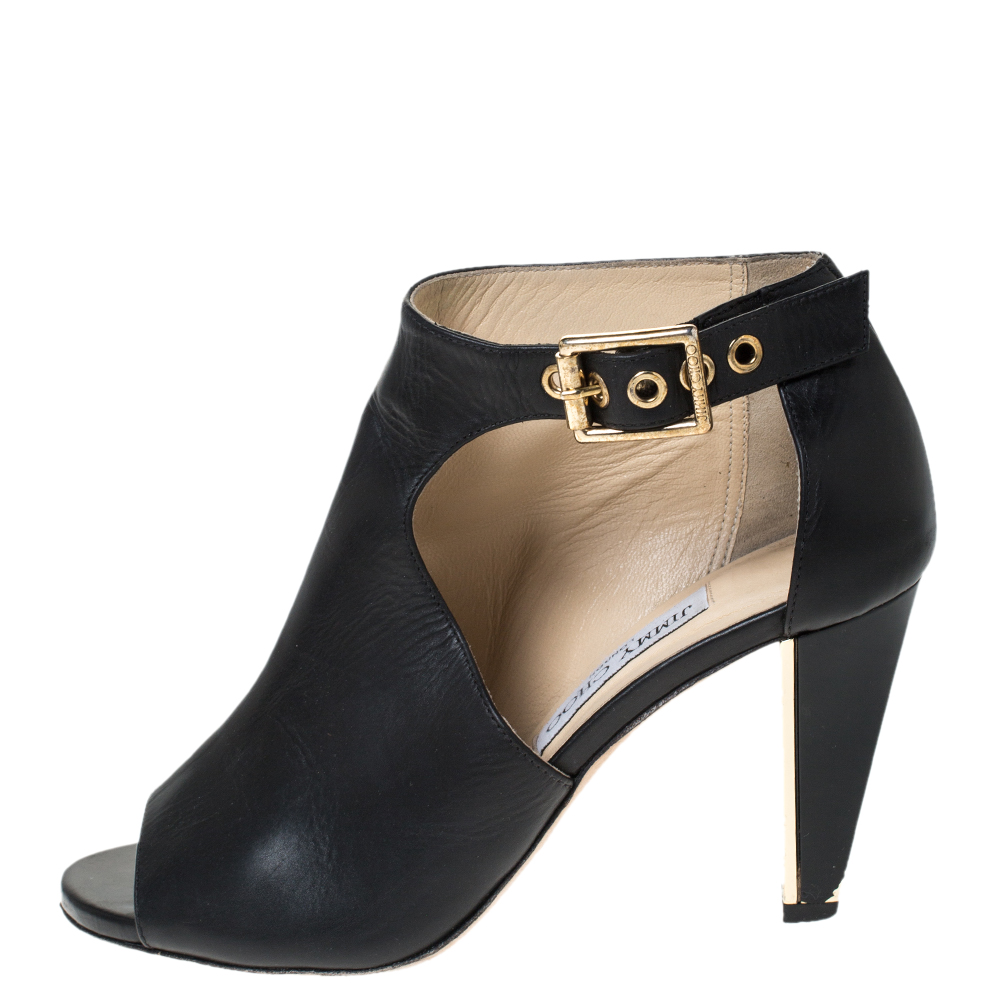 Jimmy Choo Black Hasten Cut Out Open Toe Ankle Booties Size 
Jimmy Choo Black Hasten Cut Out Open Toe Ankle Booties Size