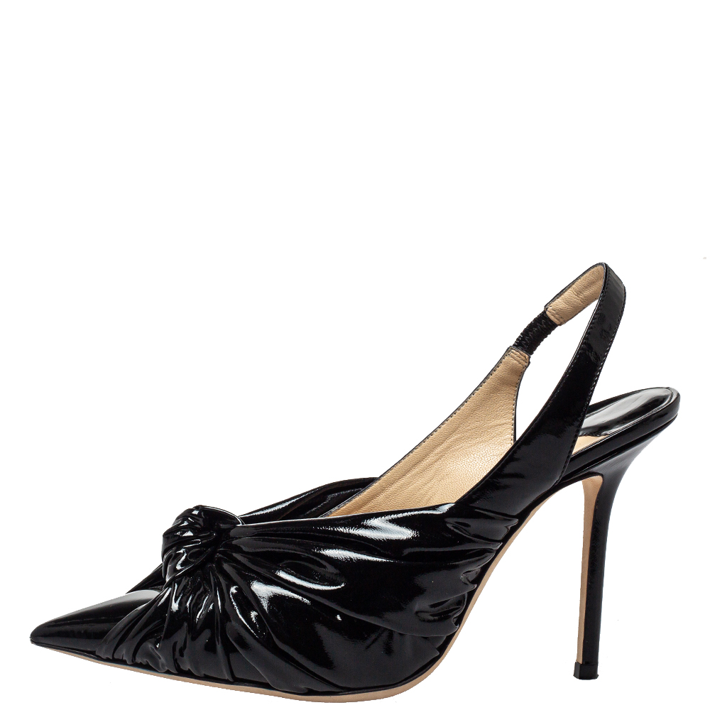 

Jimmy Choo Black Patent Leather Annabell Sandals Size