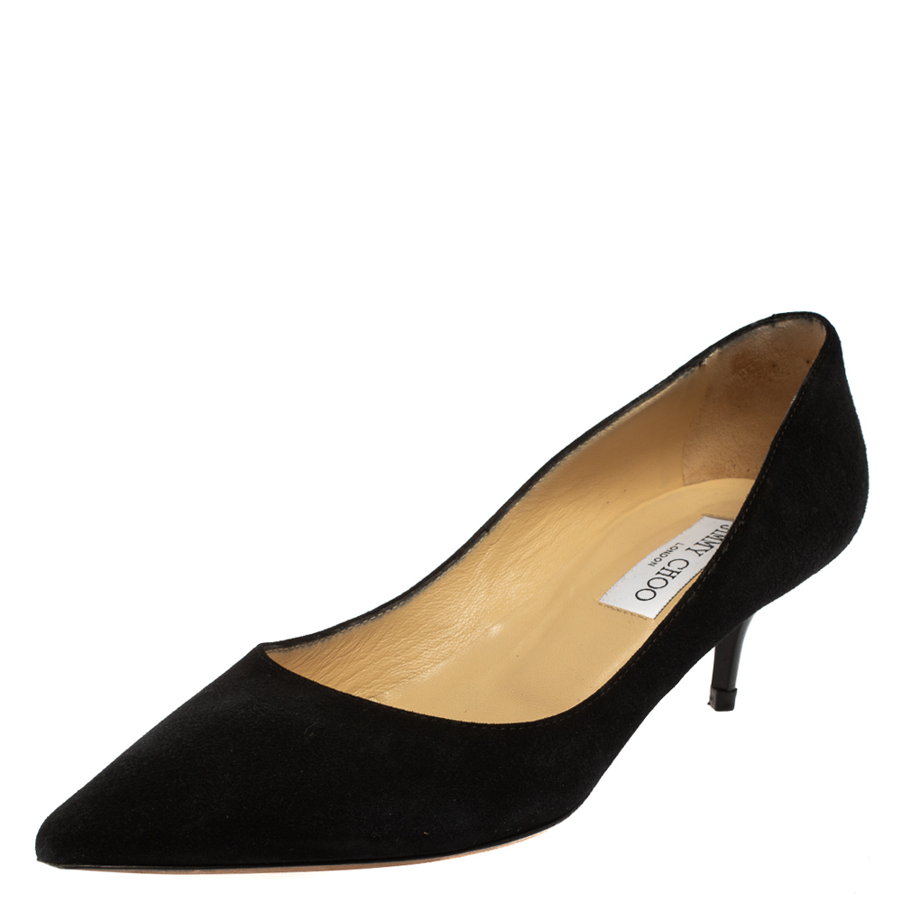 Jimmy Choo Black Suede Anouk Pointed Toe Pumps Size 38.5