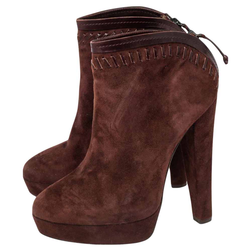 Jimmy Choo Burgundy Suede Back Zipper Ankle  Boots Size 37
