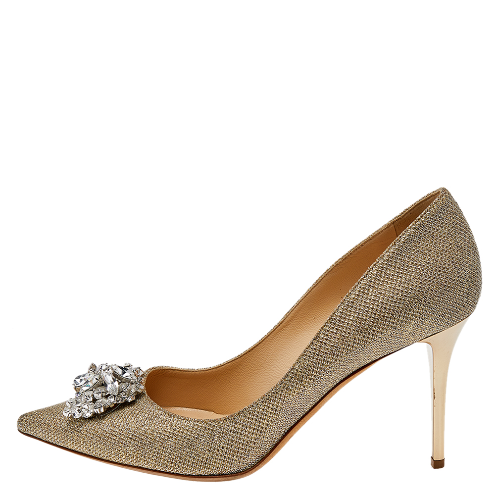 Jimmy Choo Gold Lame Fabric And Glitter Crystal Embellished Pumps Size
Jimmy Choo Gold Lame Fabric And Glitter Crystal Embellished Pumps Size
