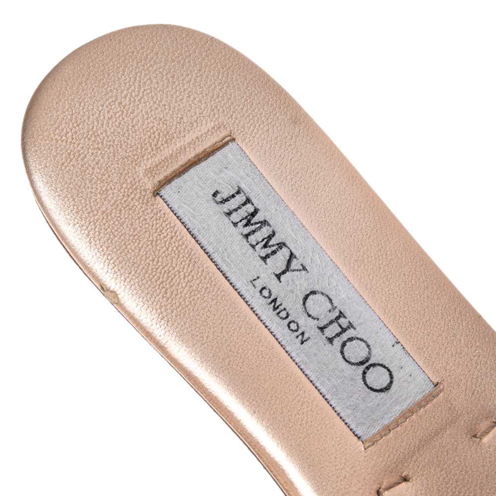 Jimmy Choo Rose Gold Leather Nanda Flats Size 35