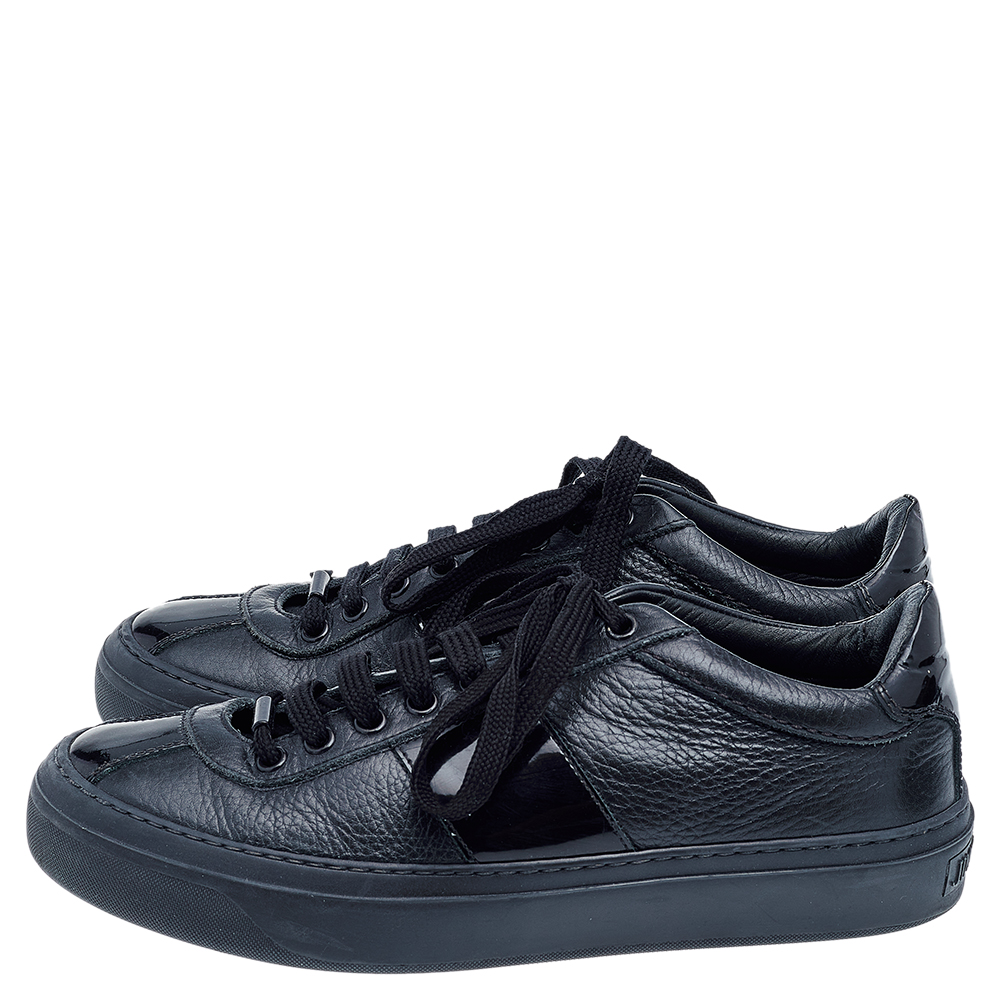 Jimmy Choo Black Patent And Leather Low Top Sneakers Size 39