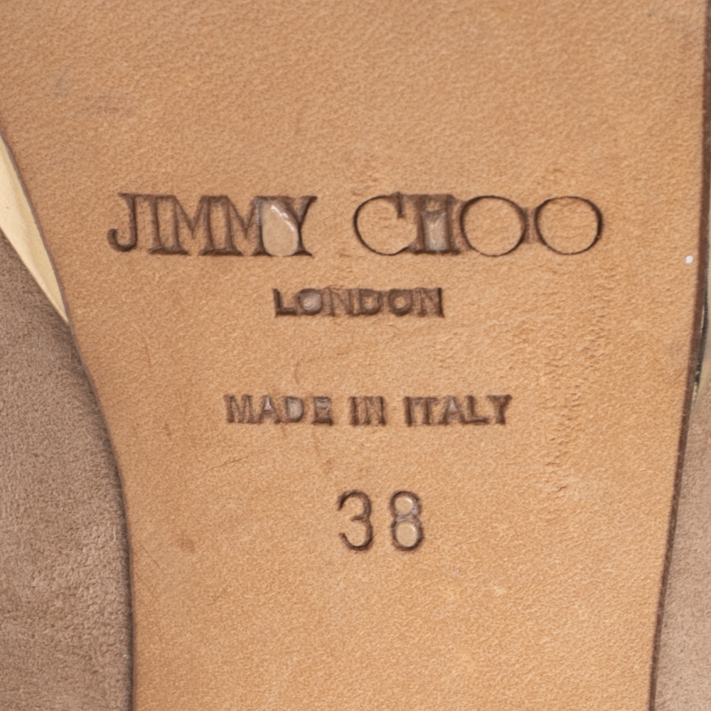 Jimmy Choo Beige Suede Peep-Toe Torte Platform Pumps Size 38