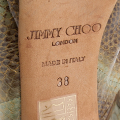 Jimmy Choo Multicolor Python Embossed Leather Peep Toe Slingback Sandals Size 38