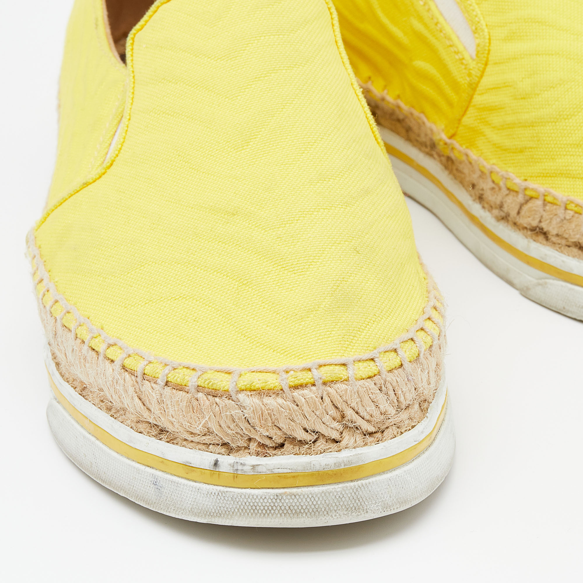 Jimmy Choo Yellow Canvas Dawn Slip On Espadrille Sneakers Size 35.5
