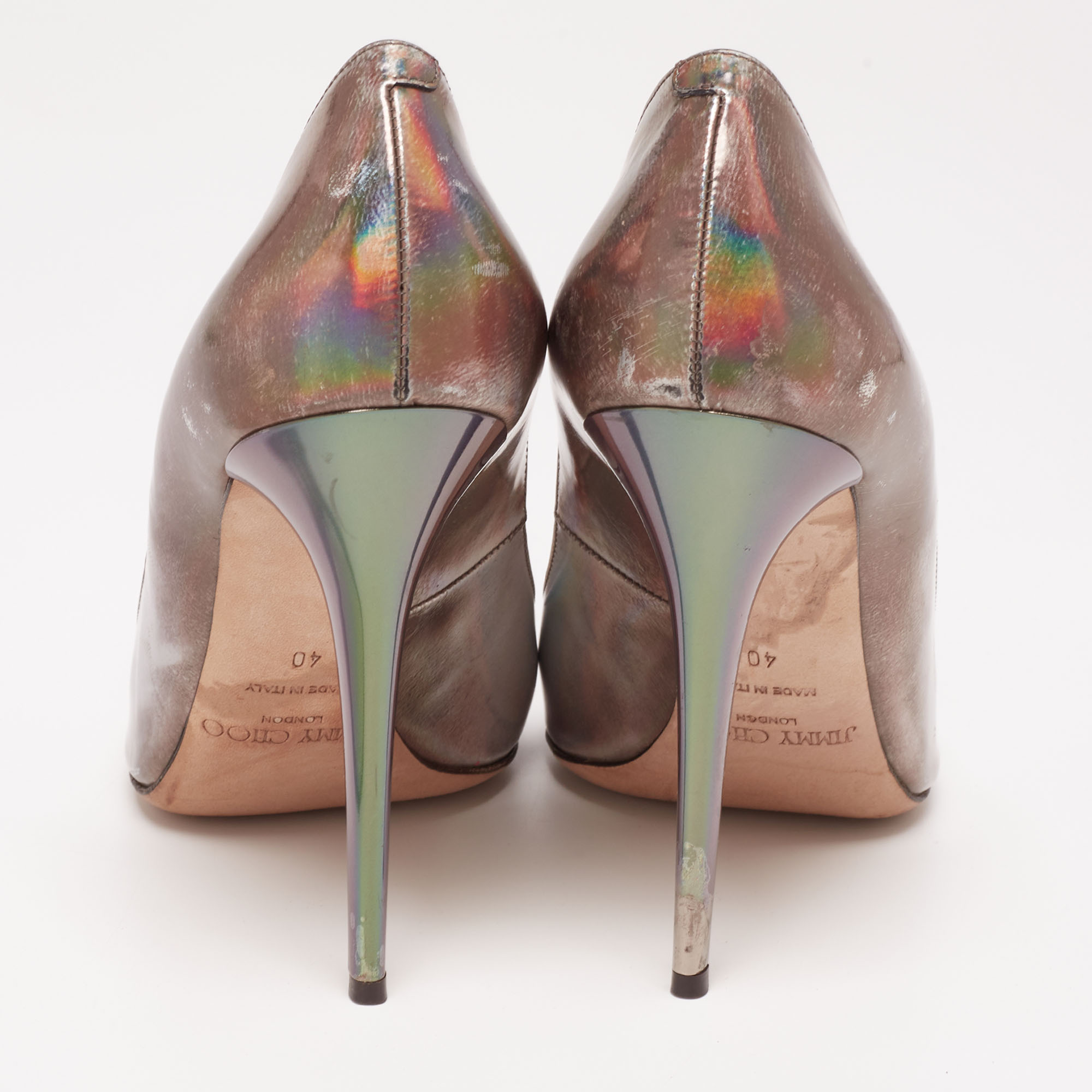 Jimmy Choo Multicolor Iridescent Leather Avril Pointed Toe Pumps Size 40