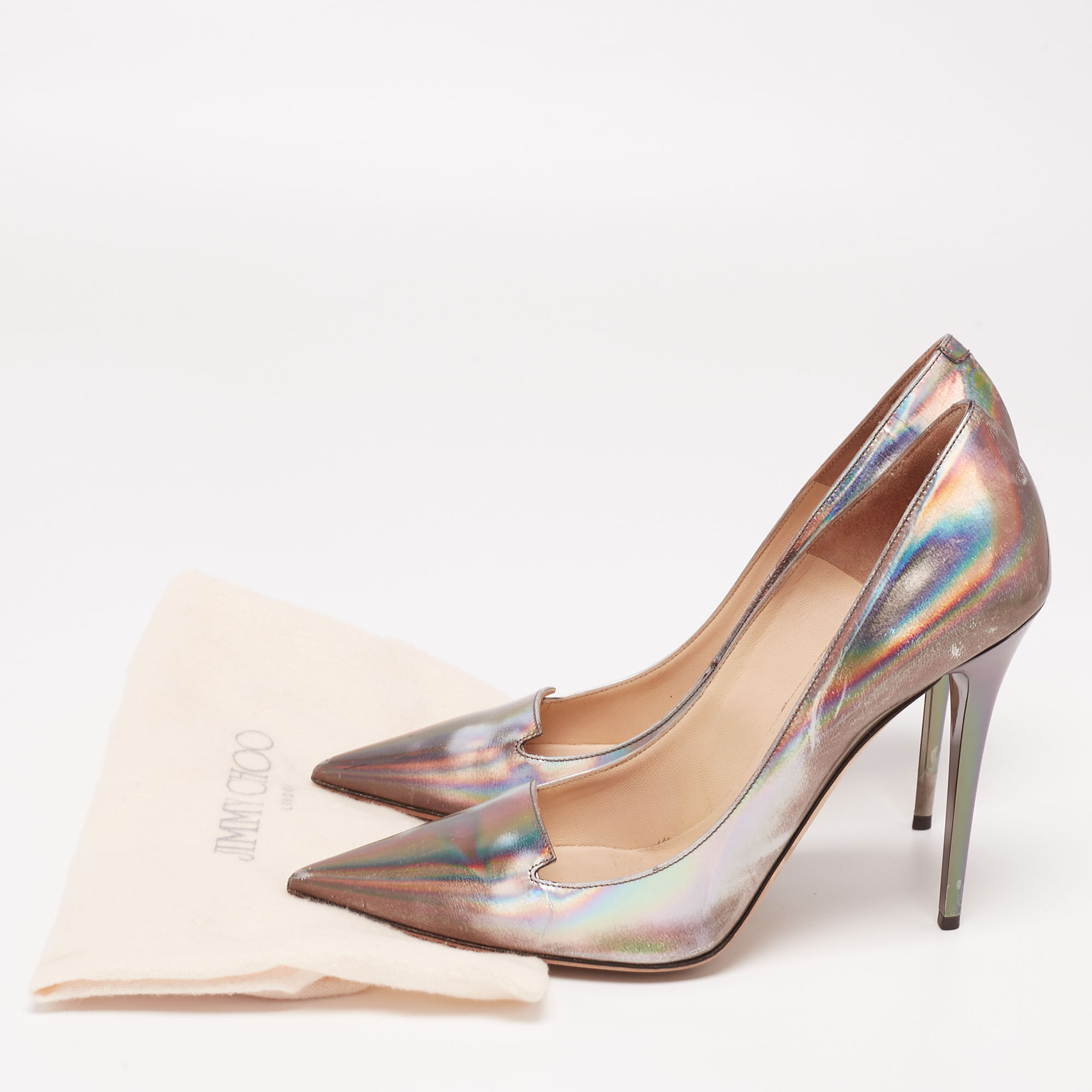 Jimmy Choo Multicolor Iridescent Leather Avril Pointed Toe Pumps Size 40