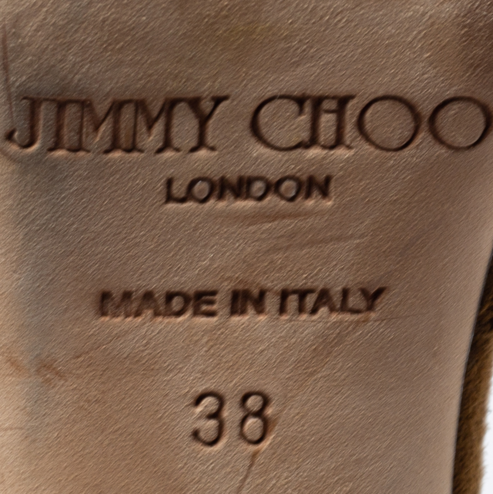 Jimmy Choo Brown Suede Linda Platform  Ankle Strap Sandals Size 38