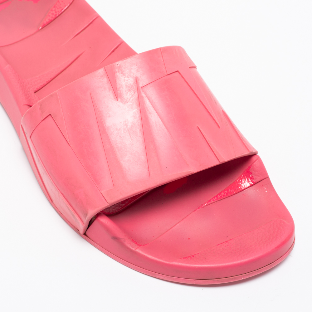 Jimmy Choo Pink Rubber Flat Slides Size 38