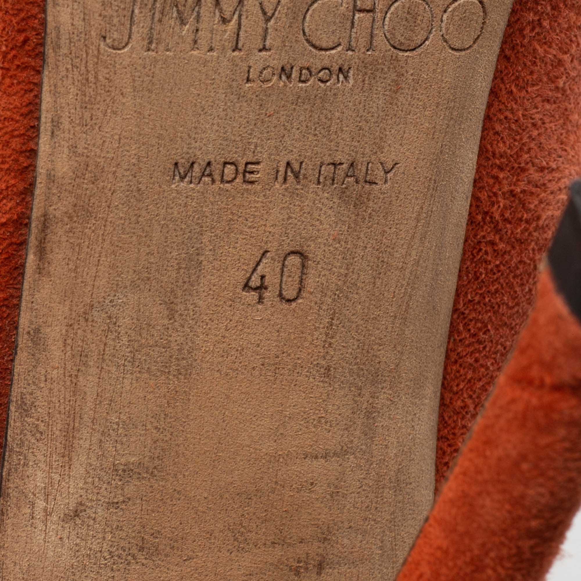 Jimmy Choo Orange Suede Fathom Strappy Cage Sandals Size 40