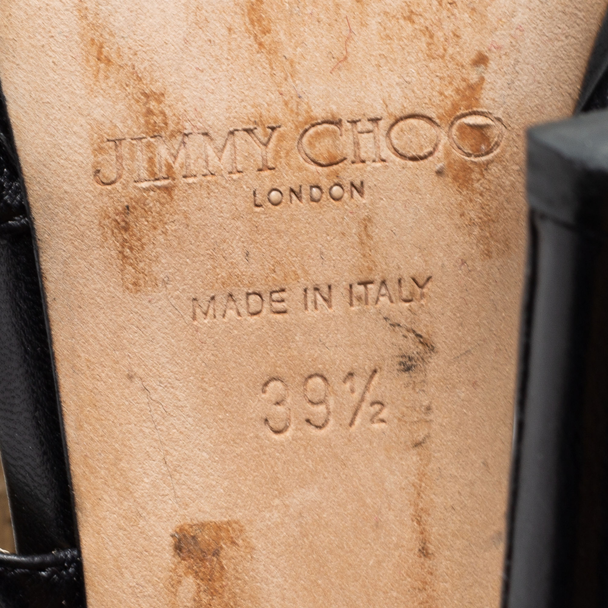 Jimmy Choo Black Leather Glenys Gladiator Platform Sandals Size 39.5