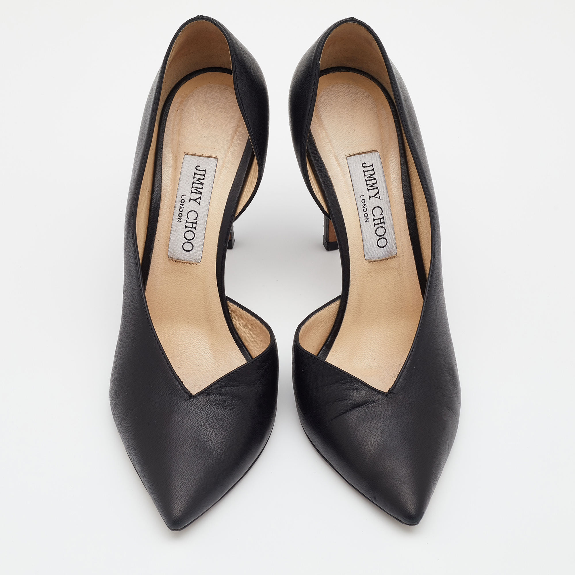Jimmy Choo Black Leather Pointed Toe D'orsay Pumps Size 39.5