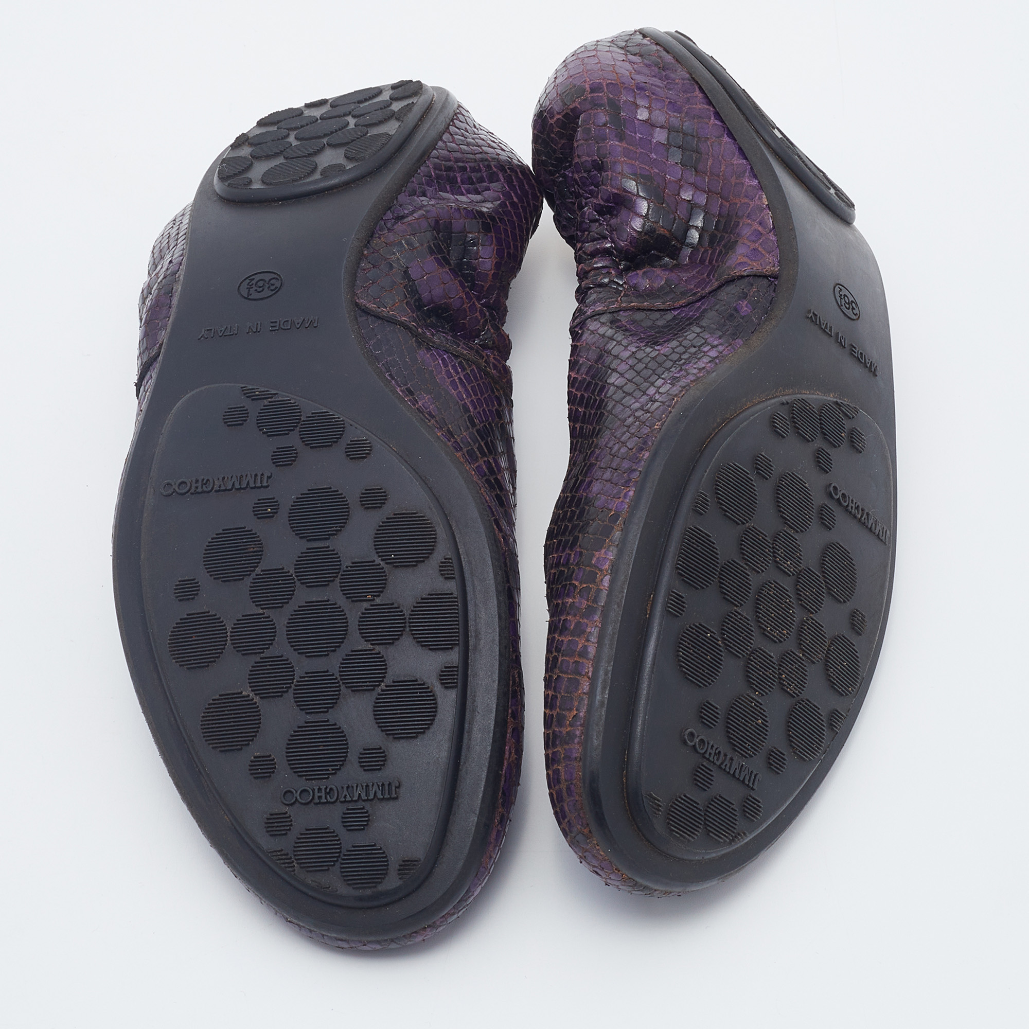 Jimmy Choo Purple/Black Python Embossed Leather Scrunch Ballet Flats Size 36.5
