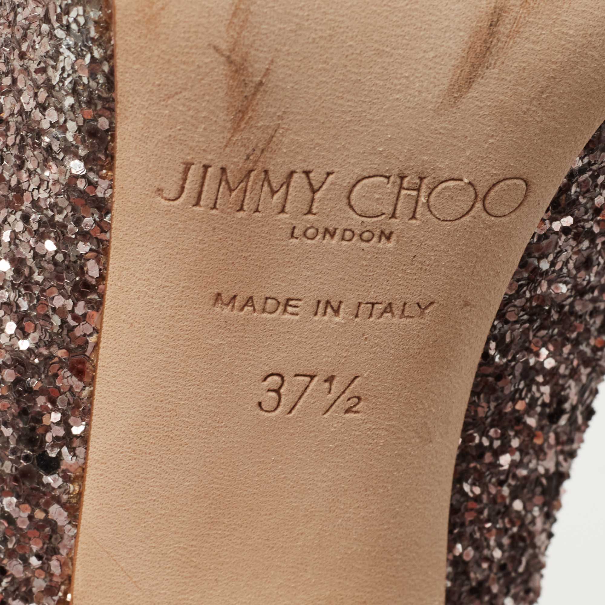 Jimmy Choo Metallic Coarse Glitter Billie Pumps Size 37.5
