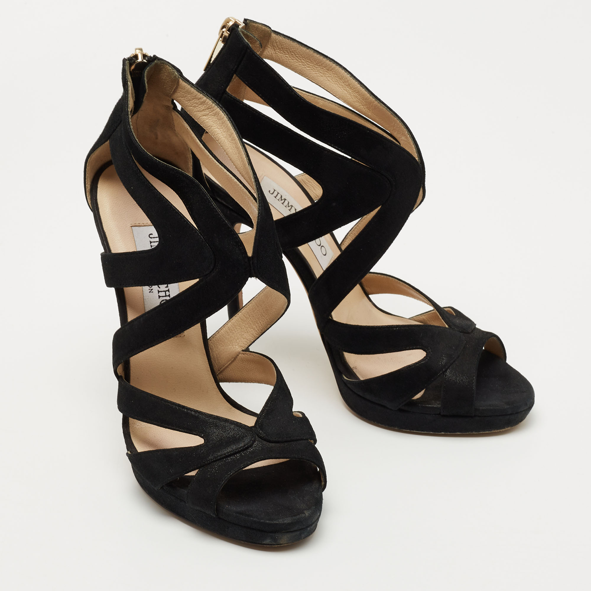 Jimmy Choo Black Suede Strappy Sandals Size 36