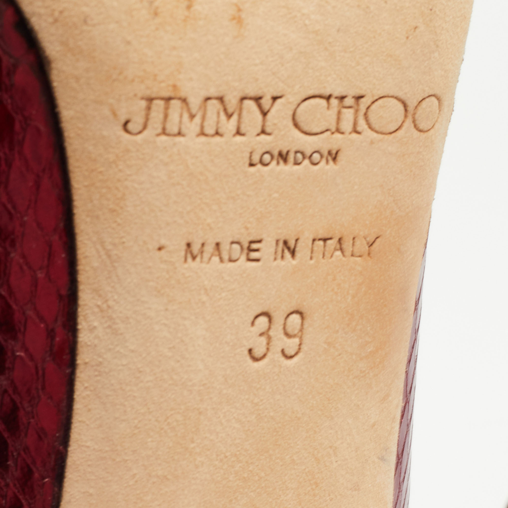 Jimmy Choo Metallic Python Embossed Leather Romy Pumps Size 39