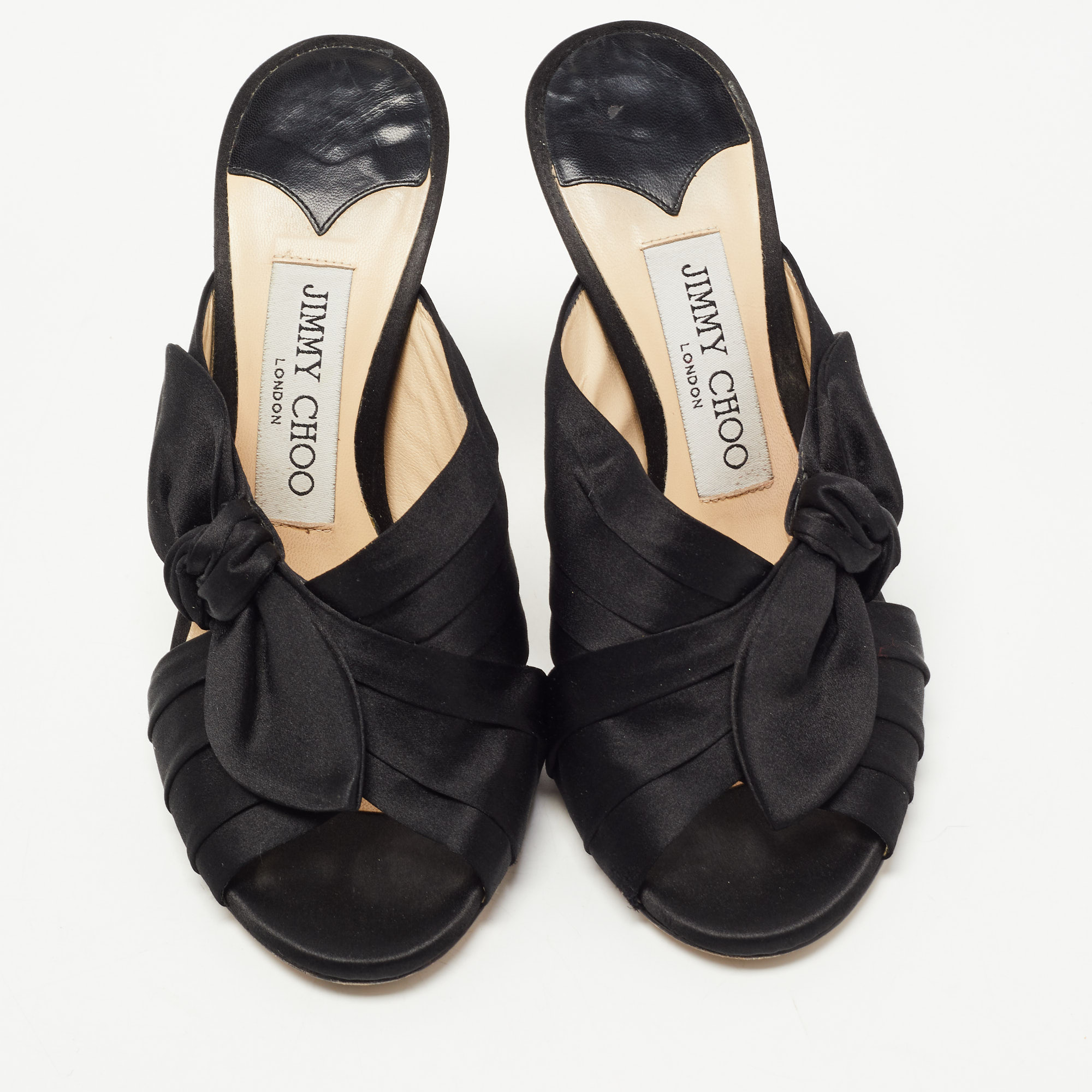 Jimmy Choo Black Satin Keely Slide Sandals Size 35